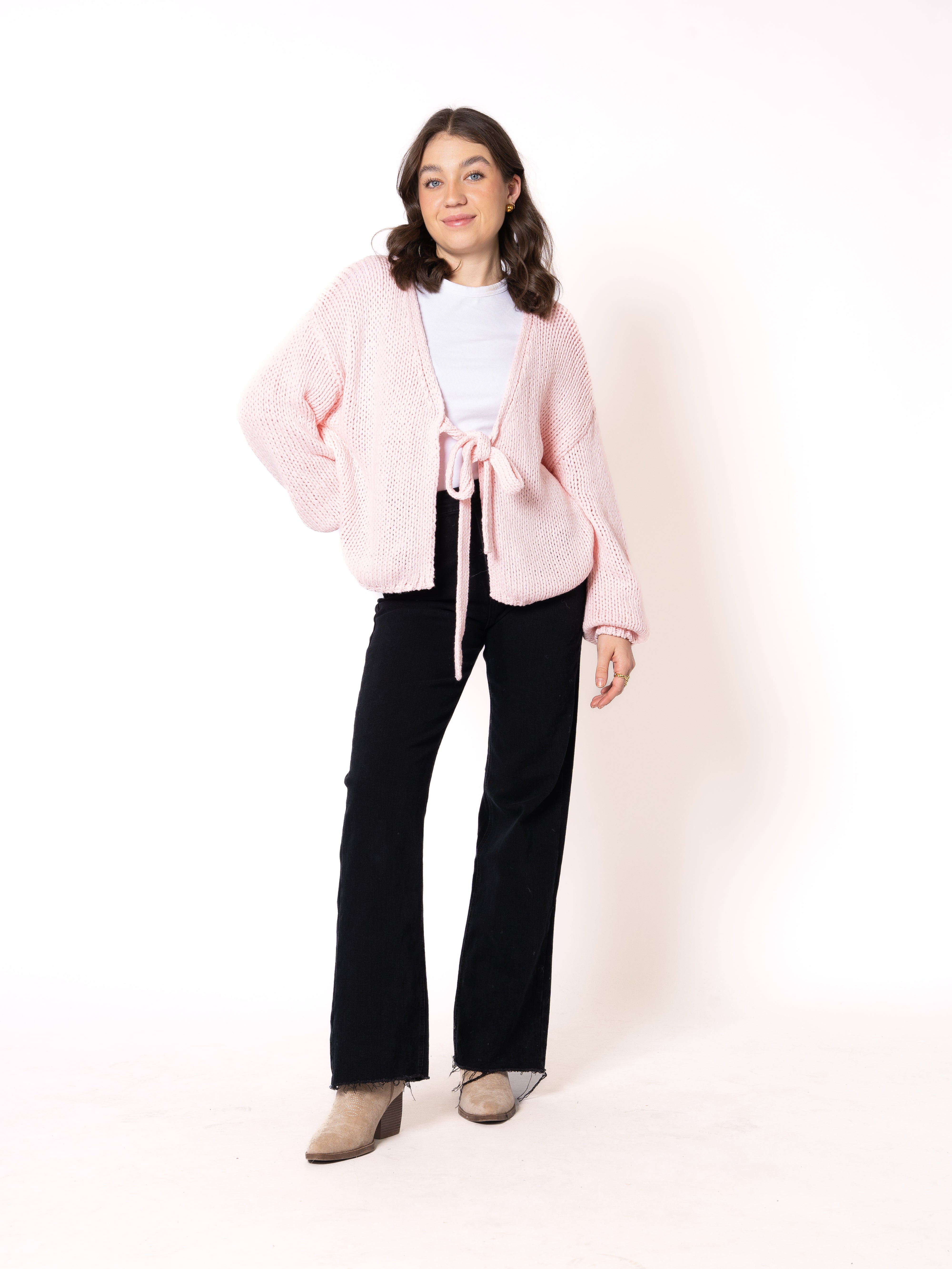 Bow Knit Cardigan Amber - Rosa