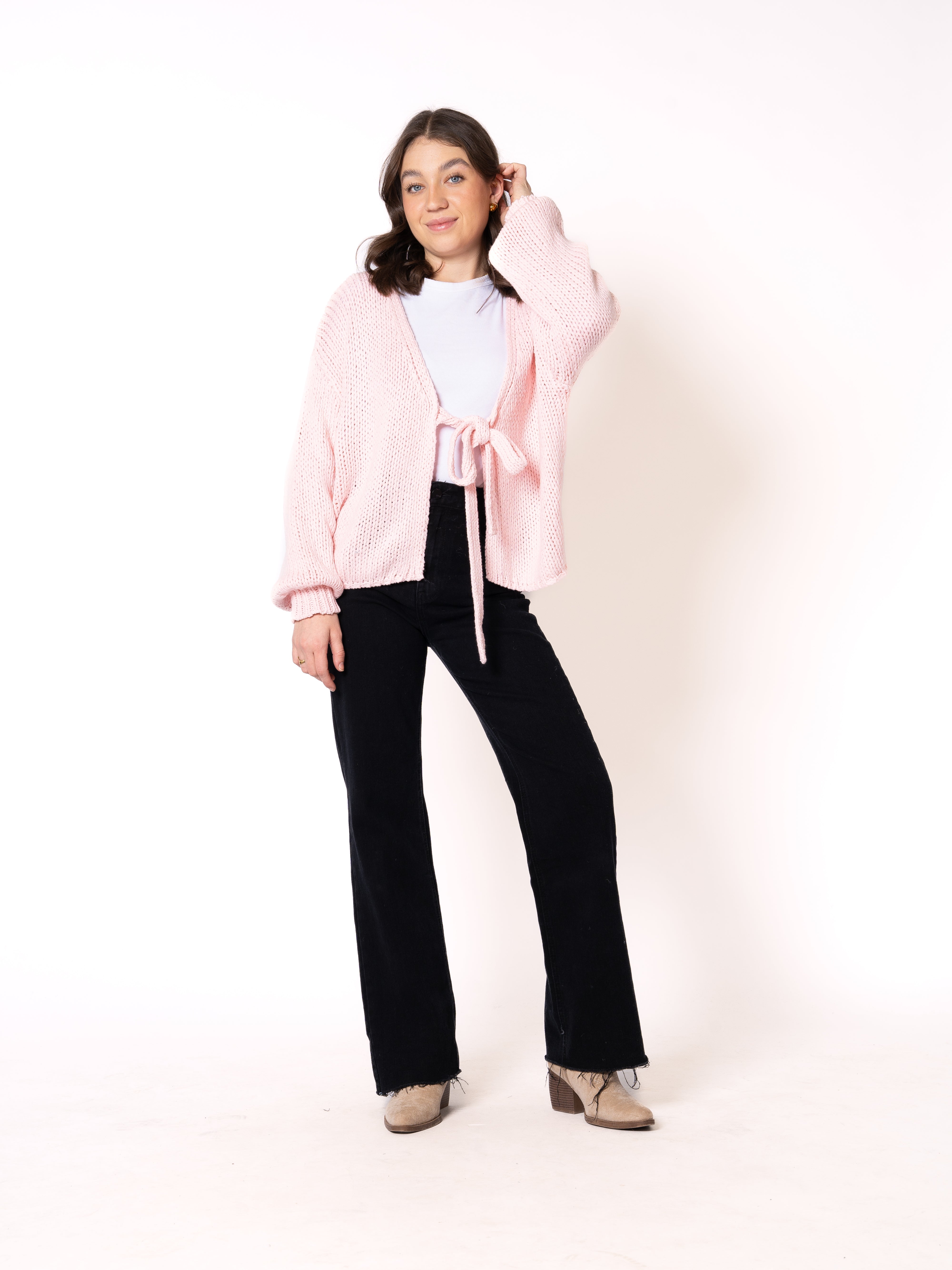 Bow Knit Cardigan Amber - Rosa