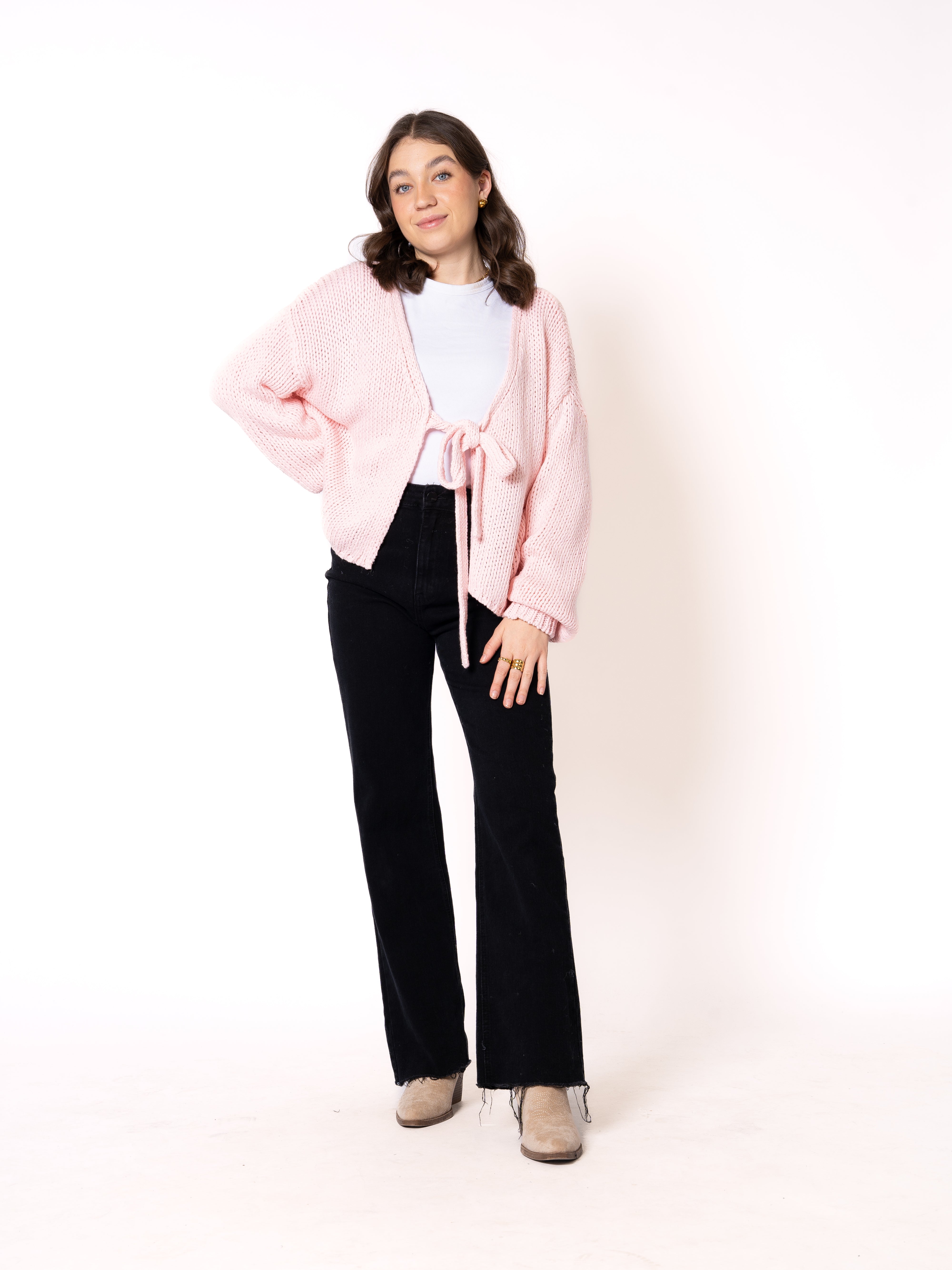 Bow Knit Cardigan Amber - Rosa