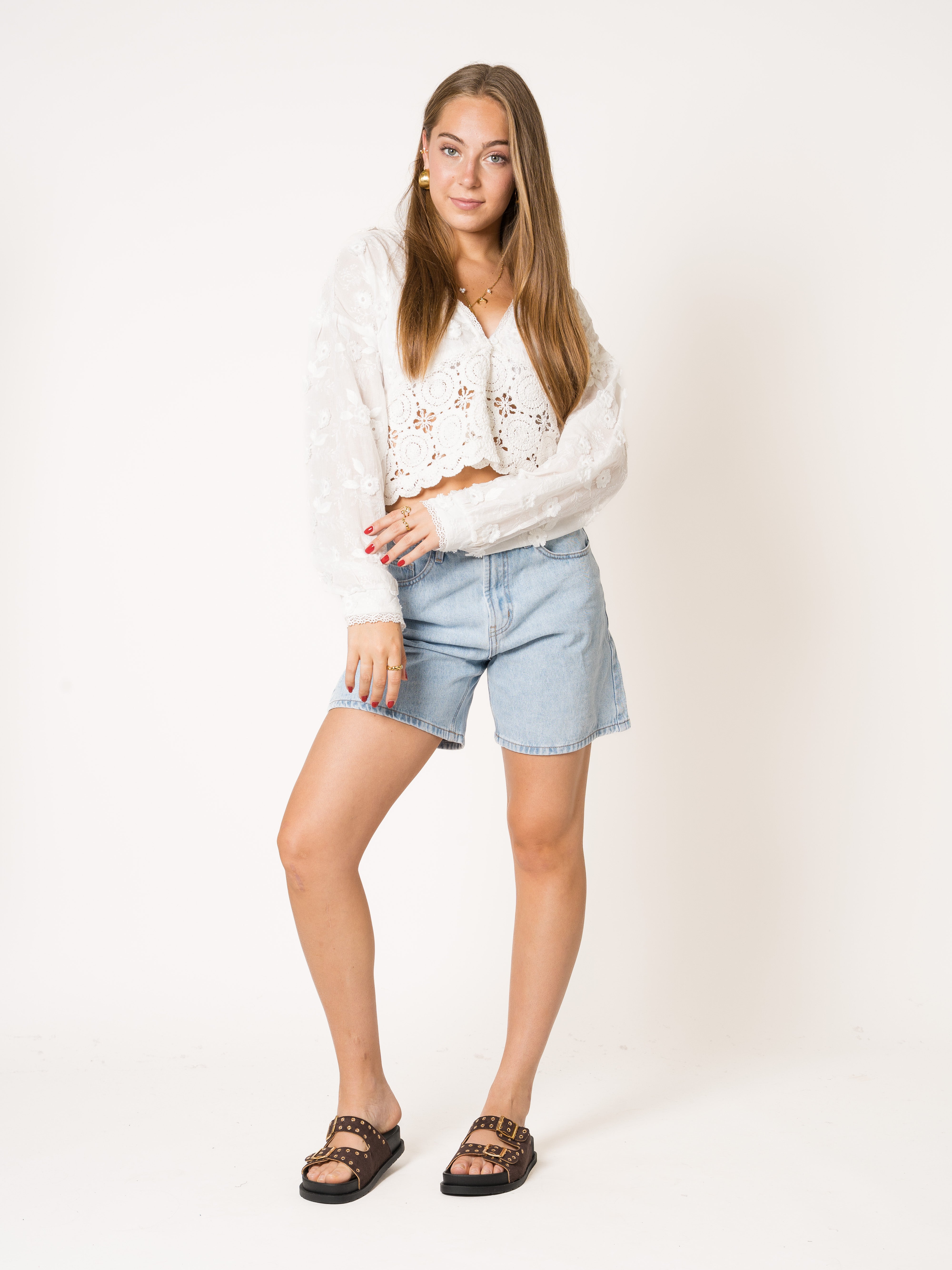 LUCKY DEAL 1986 Vitamin Flower Cotton Bluse - Weiß - vom Umtausch ausgeschlossen -