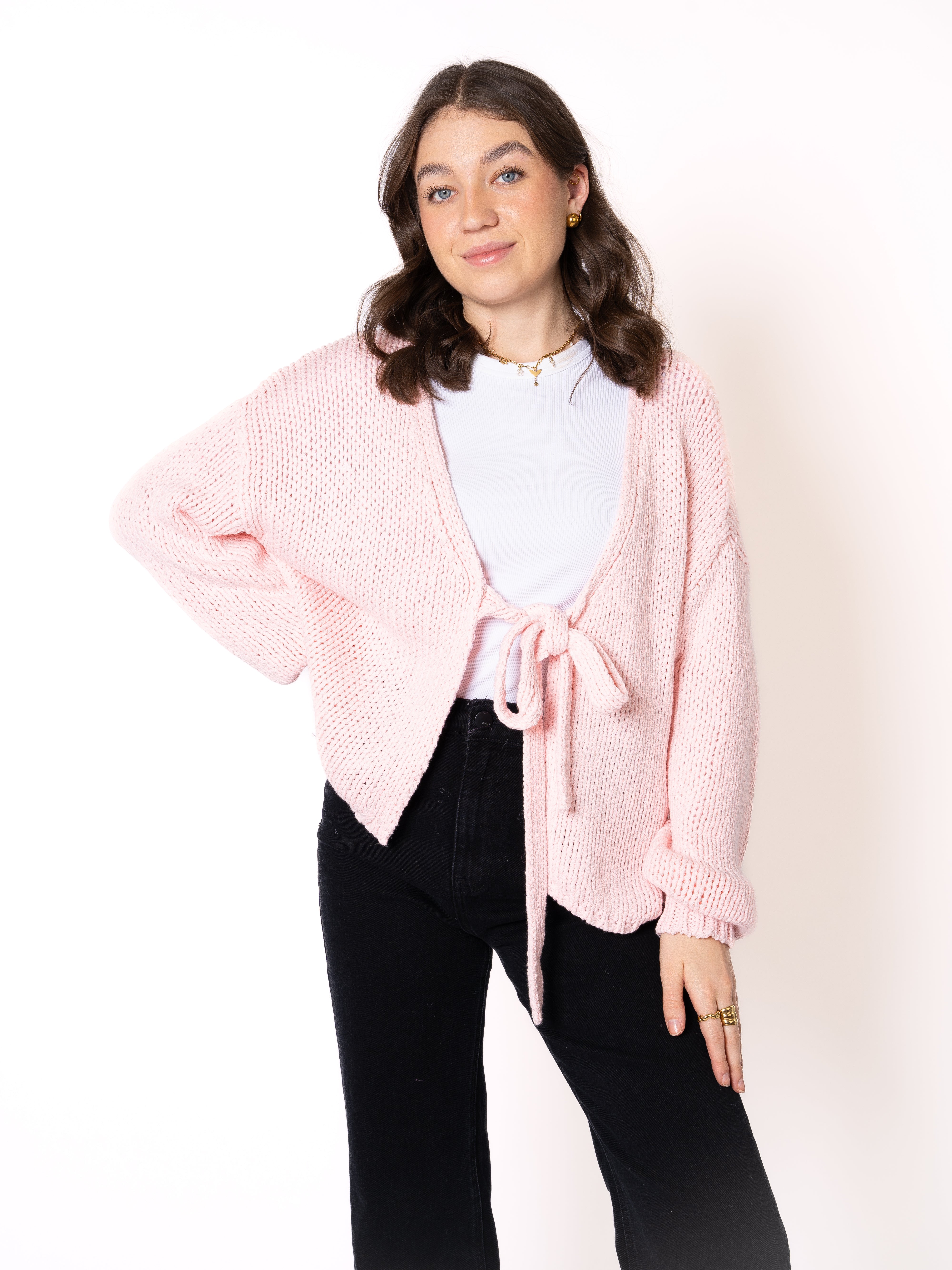 Bow Knit Cardigan Amber - Rosa