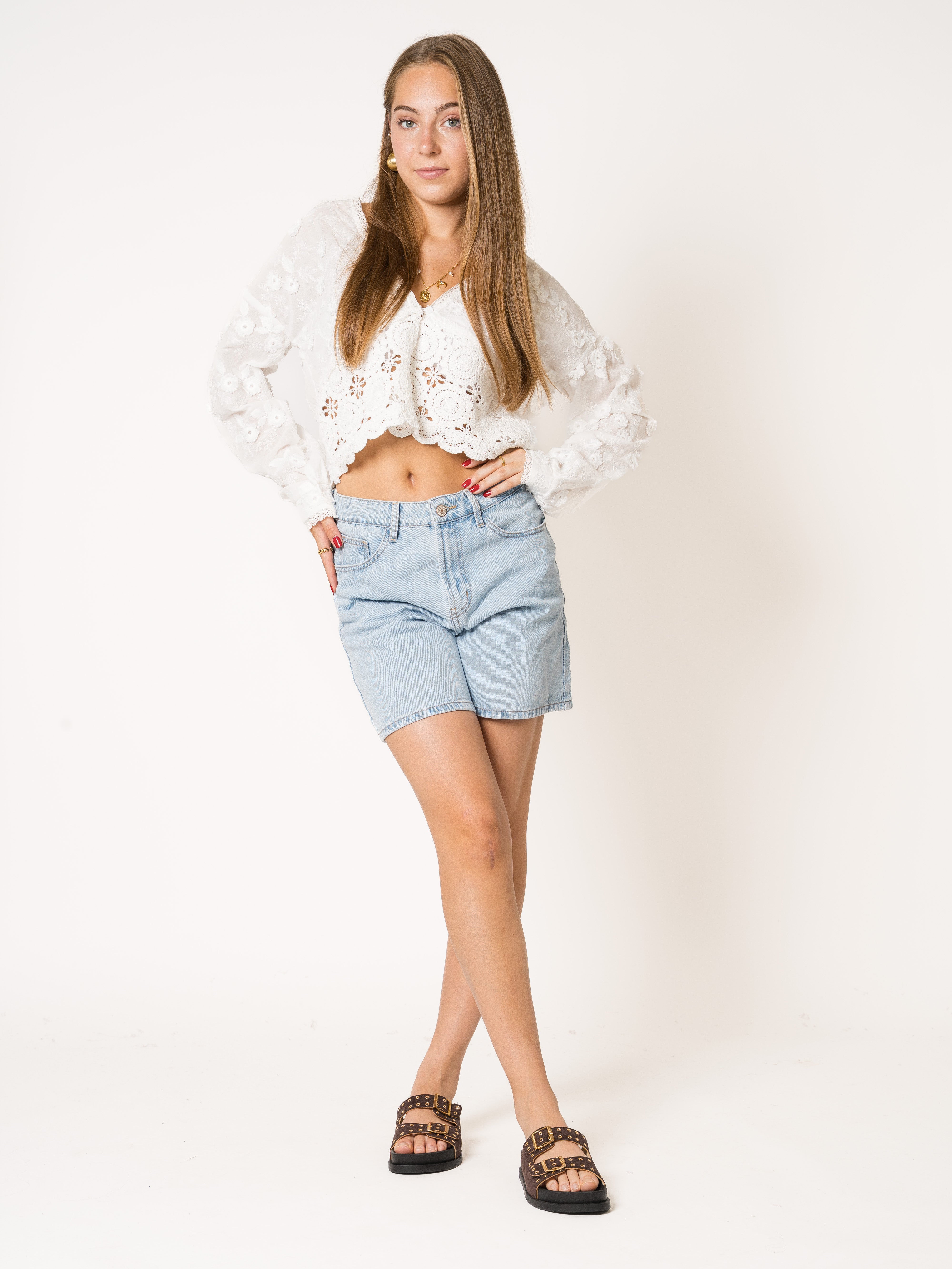 LUCKY DEAL 1986 Vitamin Flower Cotton Bluse - Weiß - vom Umtausch ausgeschlossen -