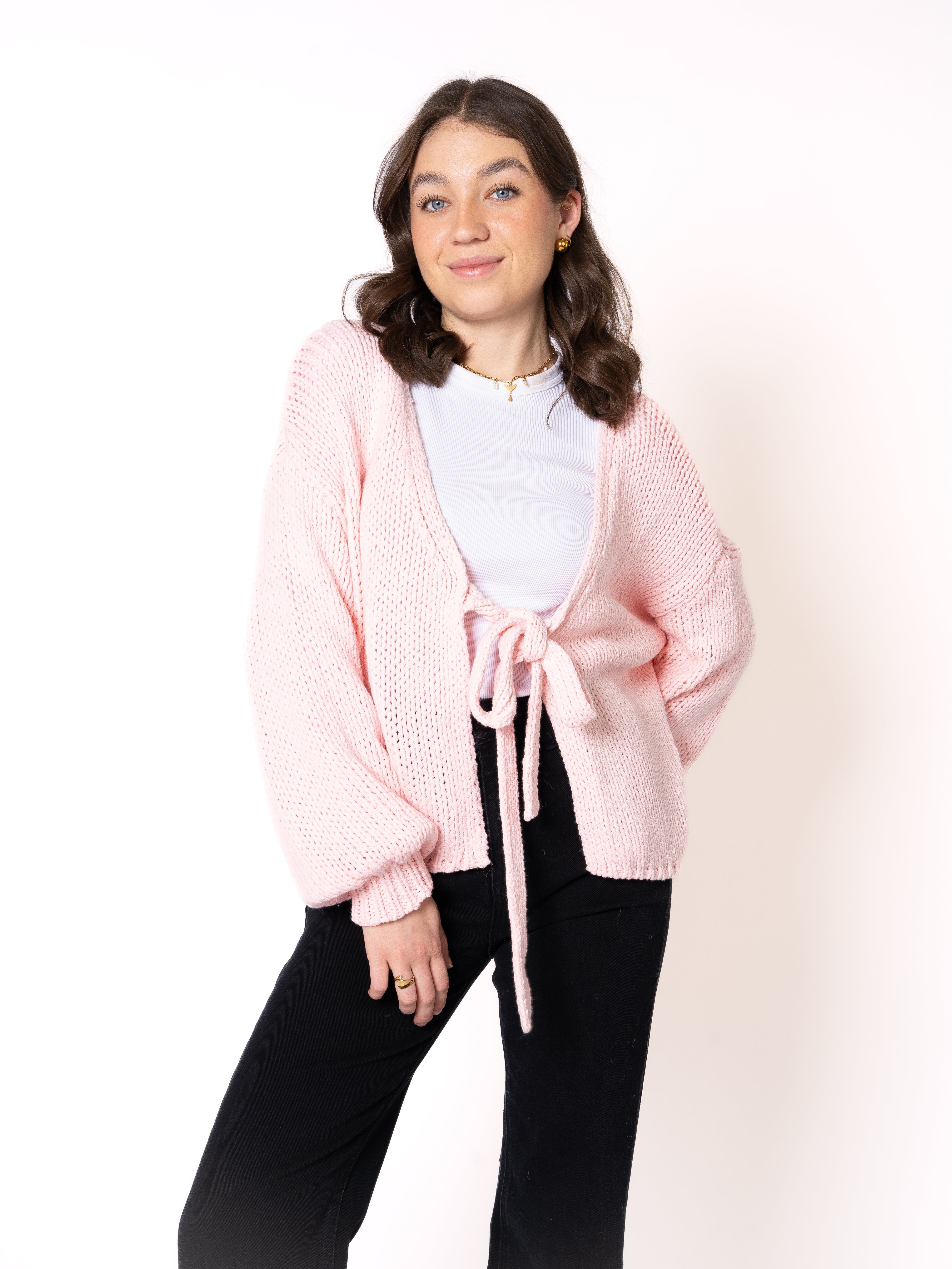 Bow Knit Cardigan Amber - Rosa