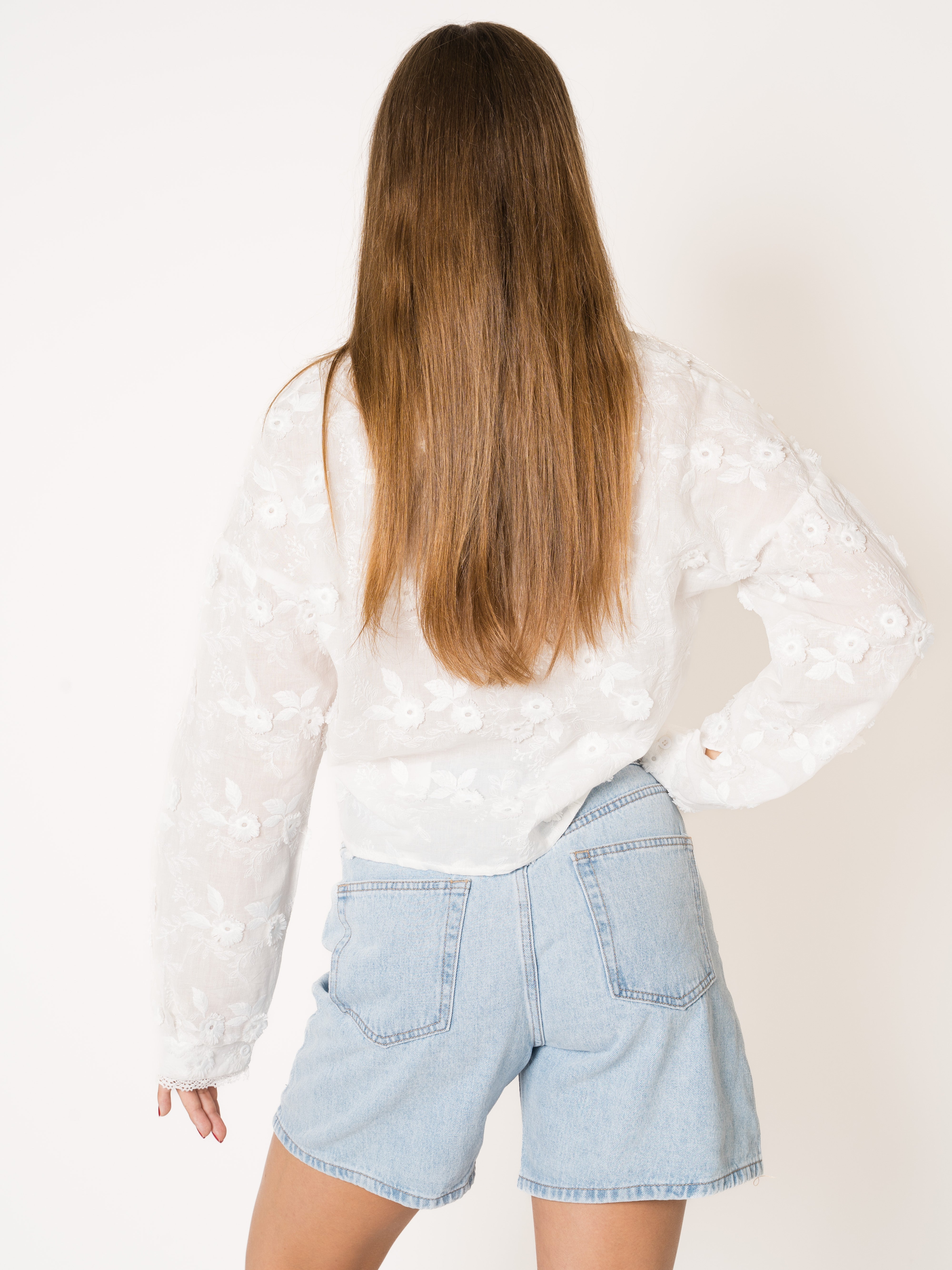 LUCKY DEAL 1986 Vitamin Flower Cotton Bluse - Weiß - vom Umtausch ausgeschlossen -