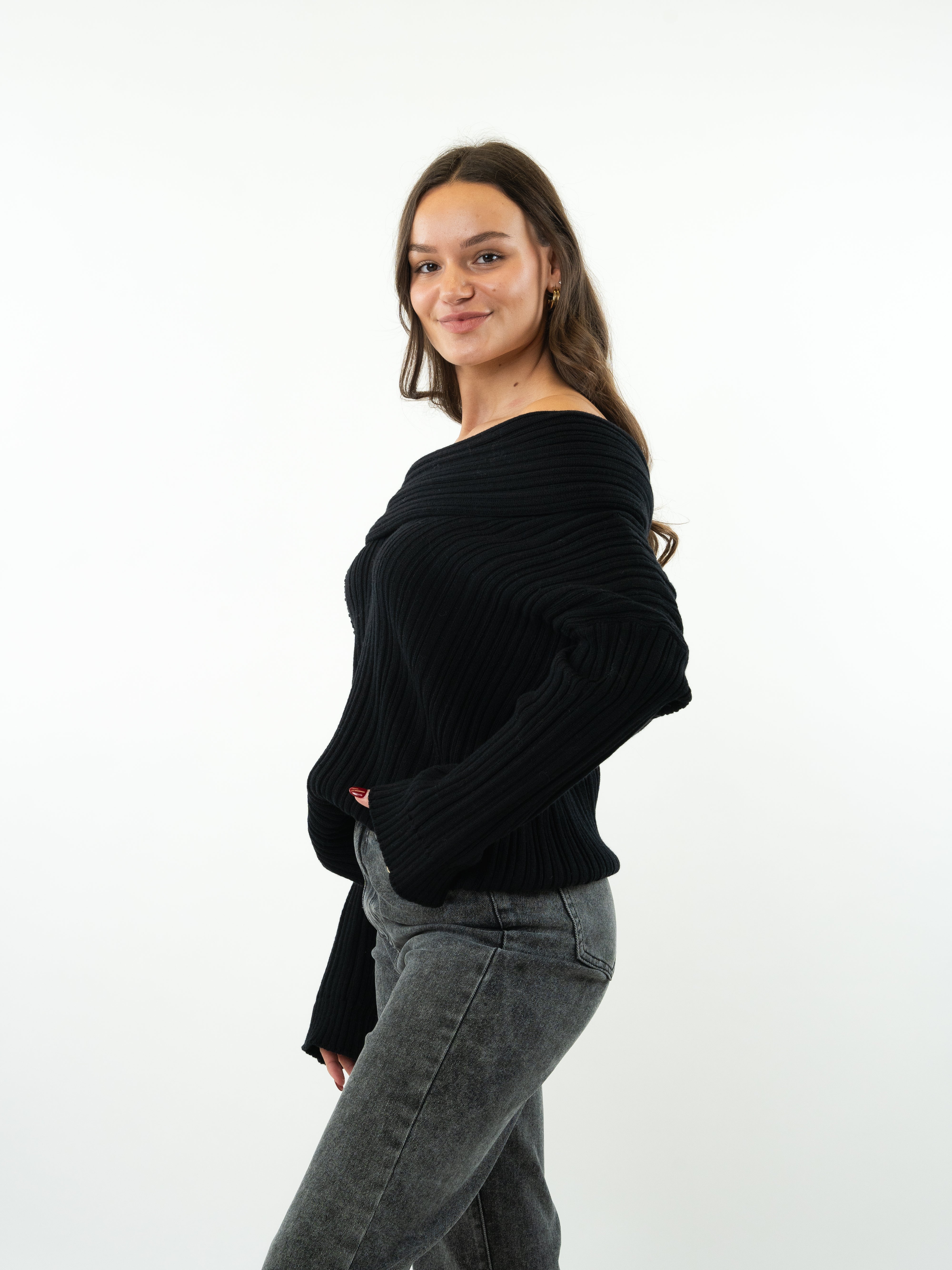 Off-Shoulder Pullover Madison - Schwarz