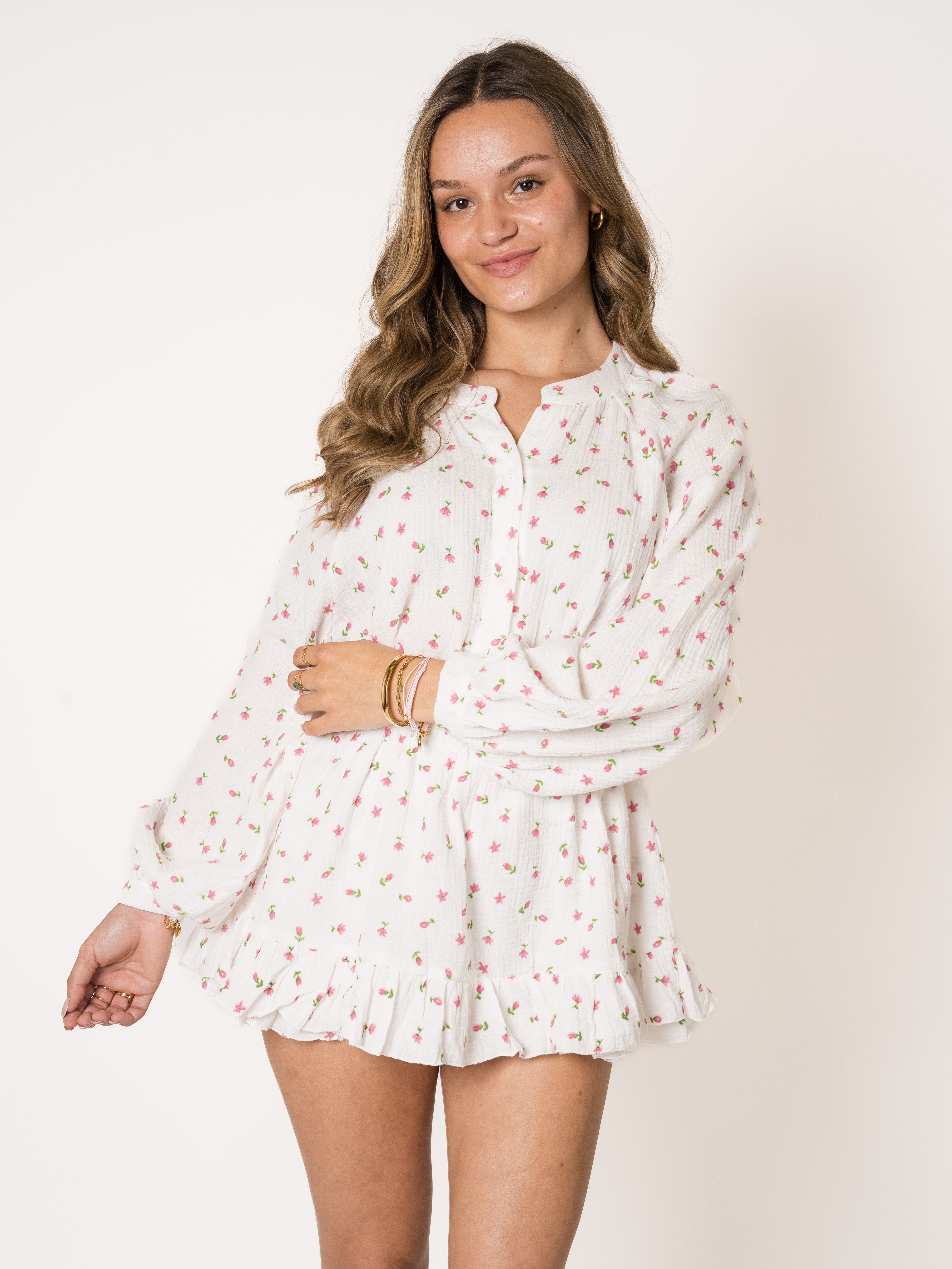 LUCKY DEAL 2045 Keep It Sweet Bloom Musselin Playsuit - Weiß - vom Umtausch ausgeschlossen -