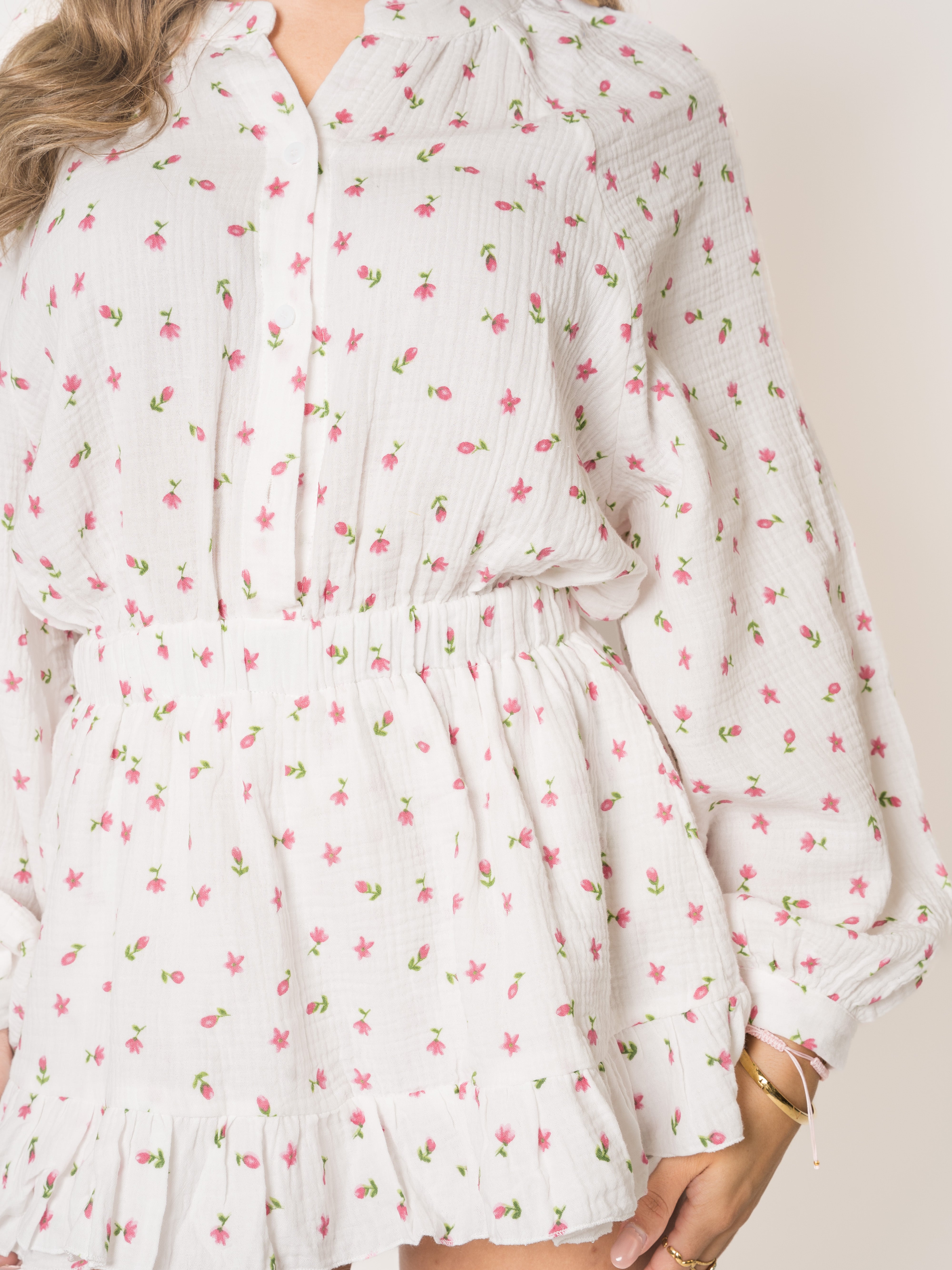 LUCKY DEAL 2045 Keep It Sweet Bloom Musselin Playsuit - Weiß - vom Umtausch ausgeschlossen -