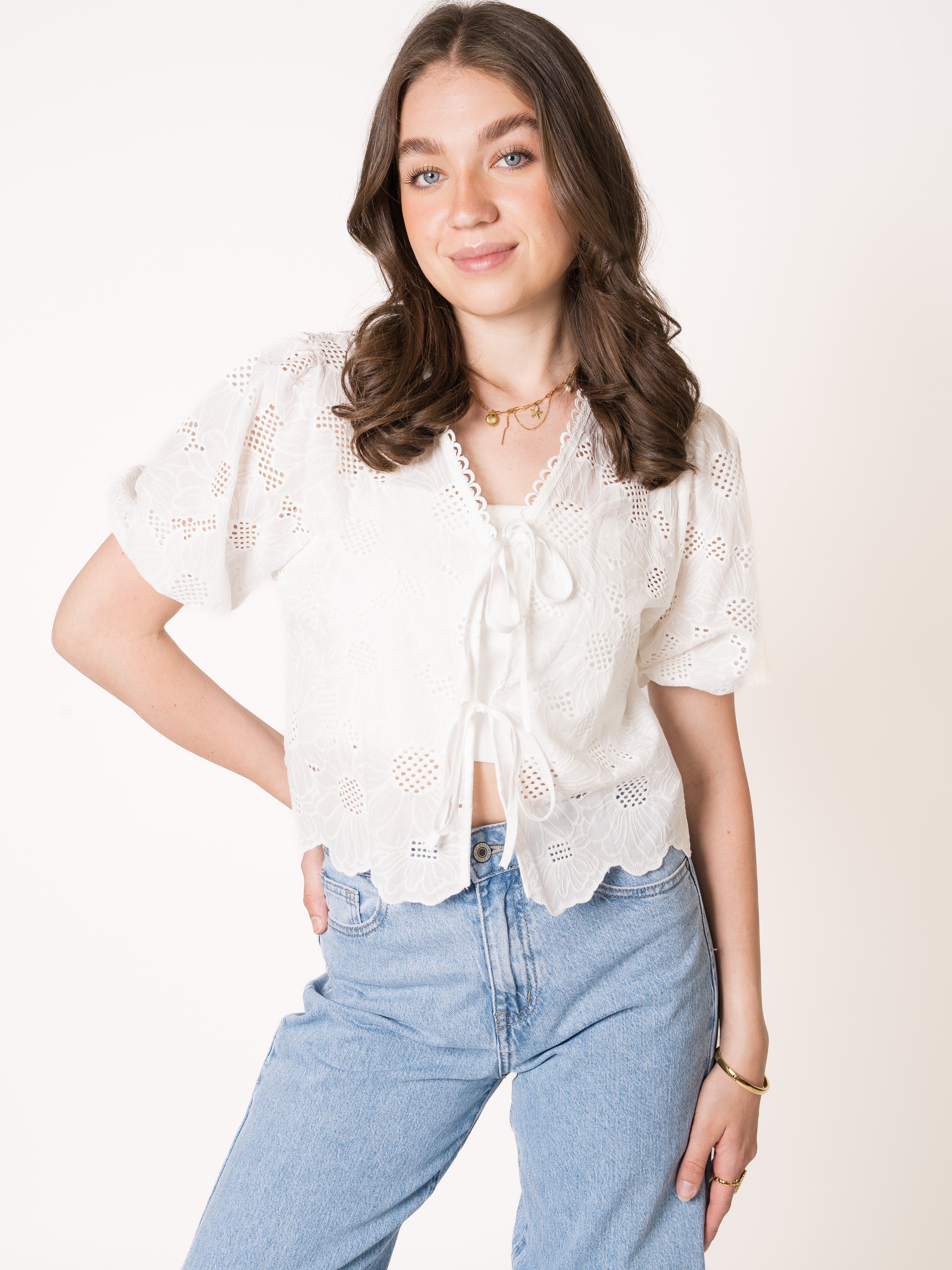 Stitched Flower Blouse