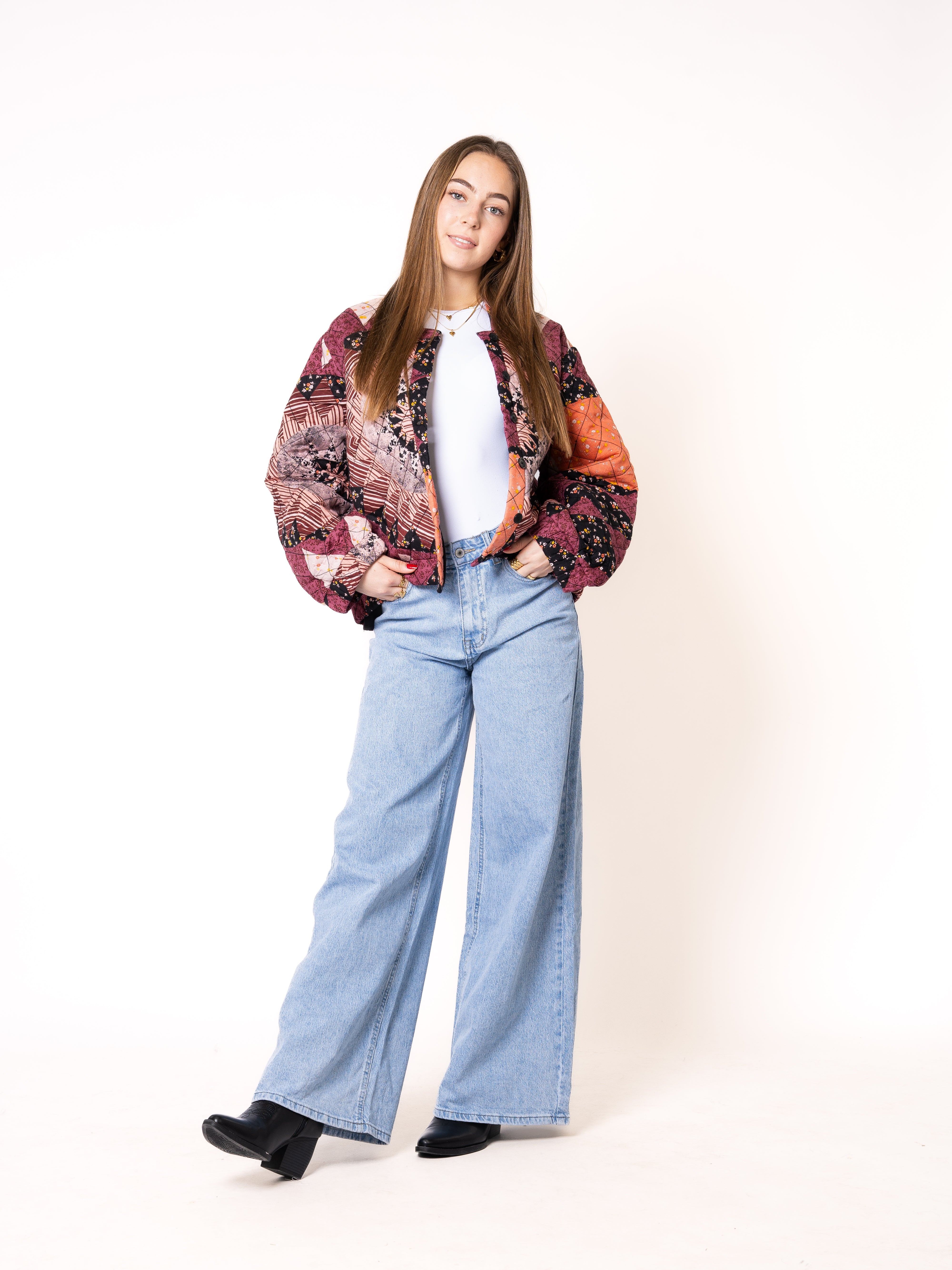 Morning Sun Boho Stepp Bomber - Bordeaux