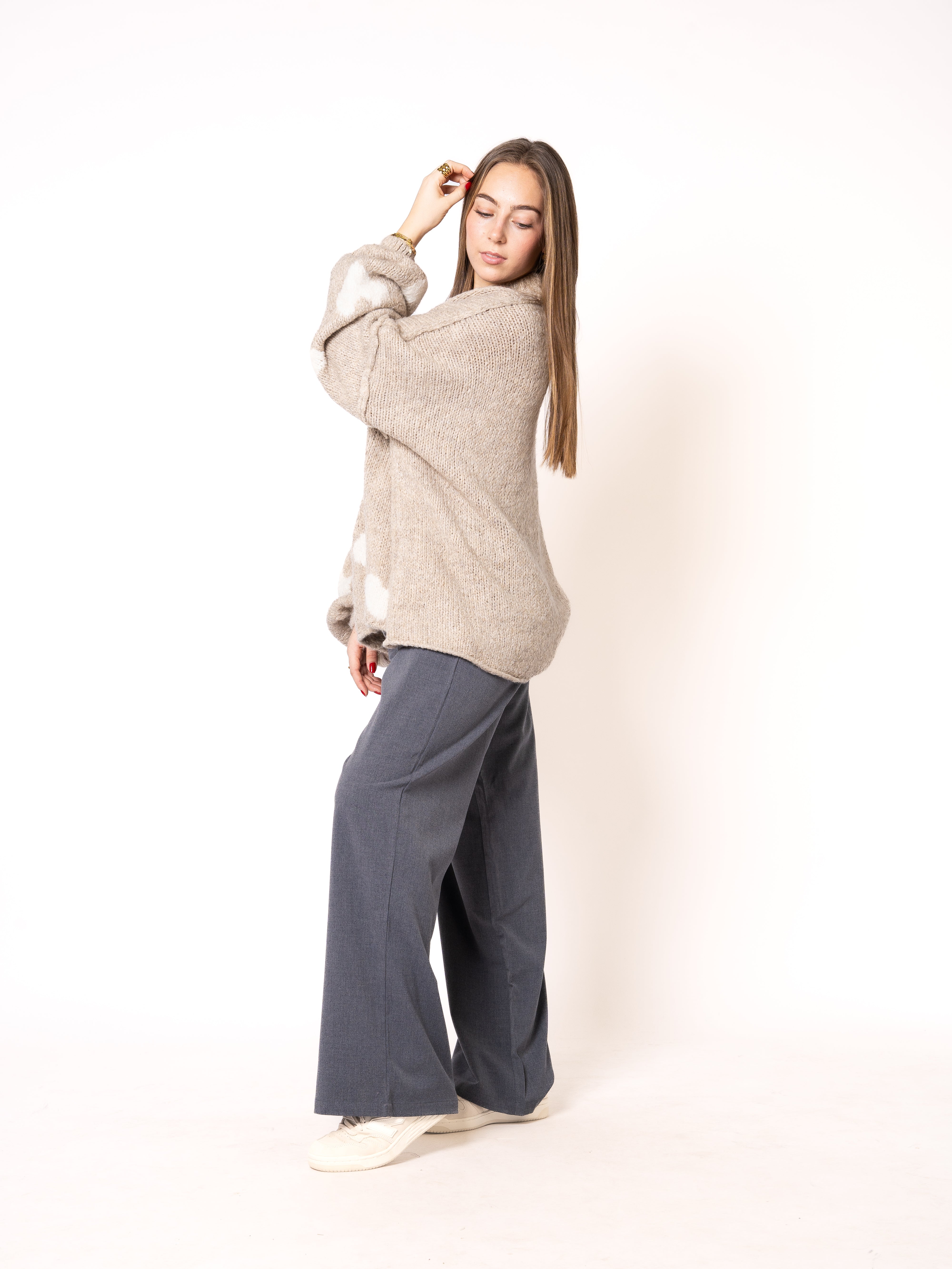 Strickpullover Felina mit Herzchen - Beige