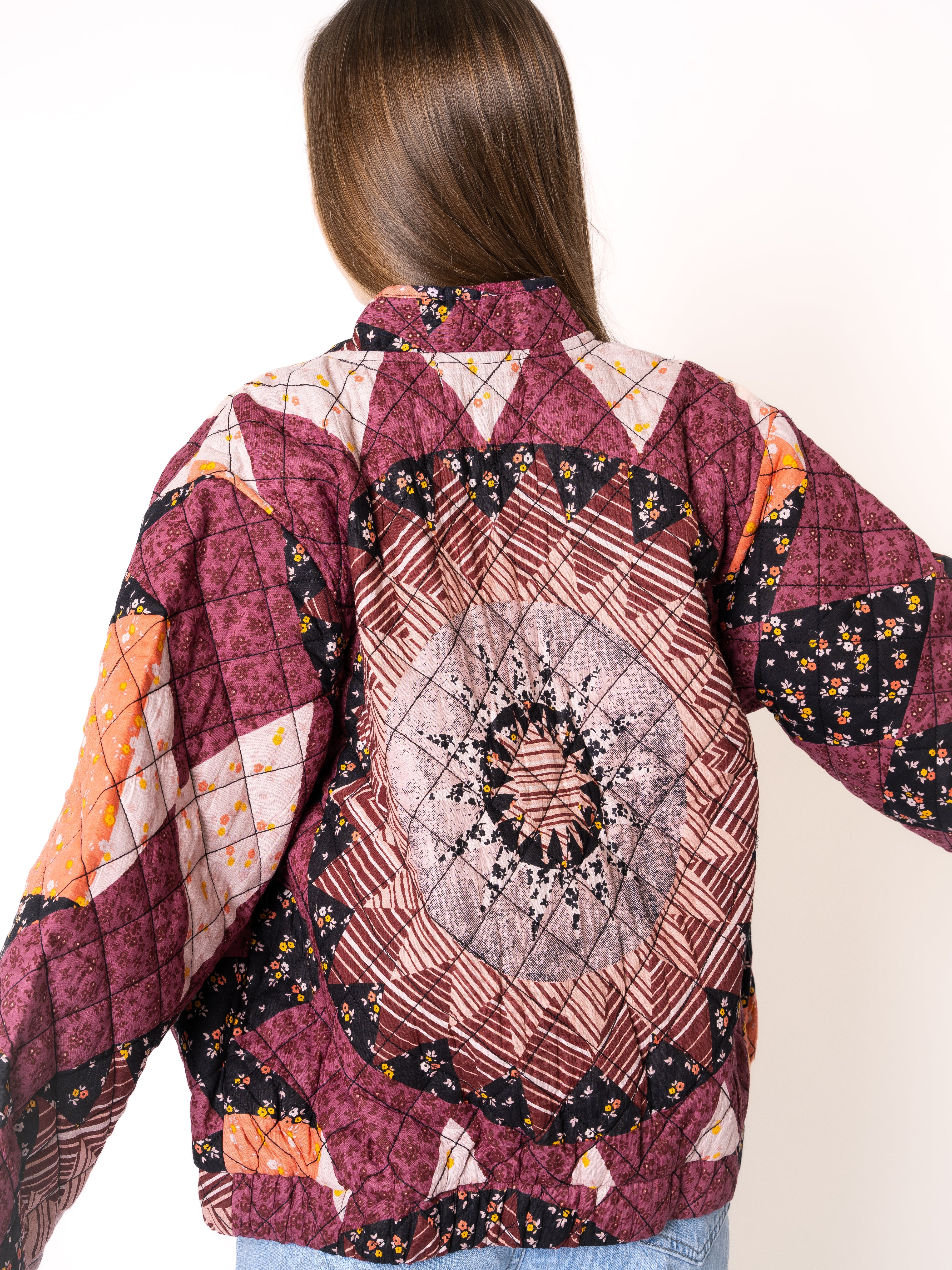 Morning Sun Boho Stepp Bomber - Bordeaux