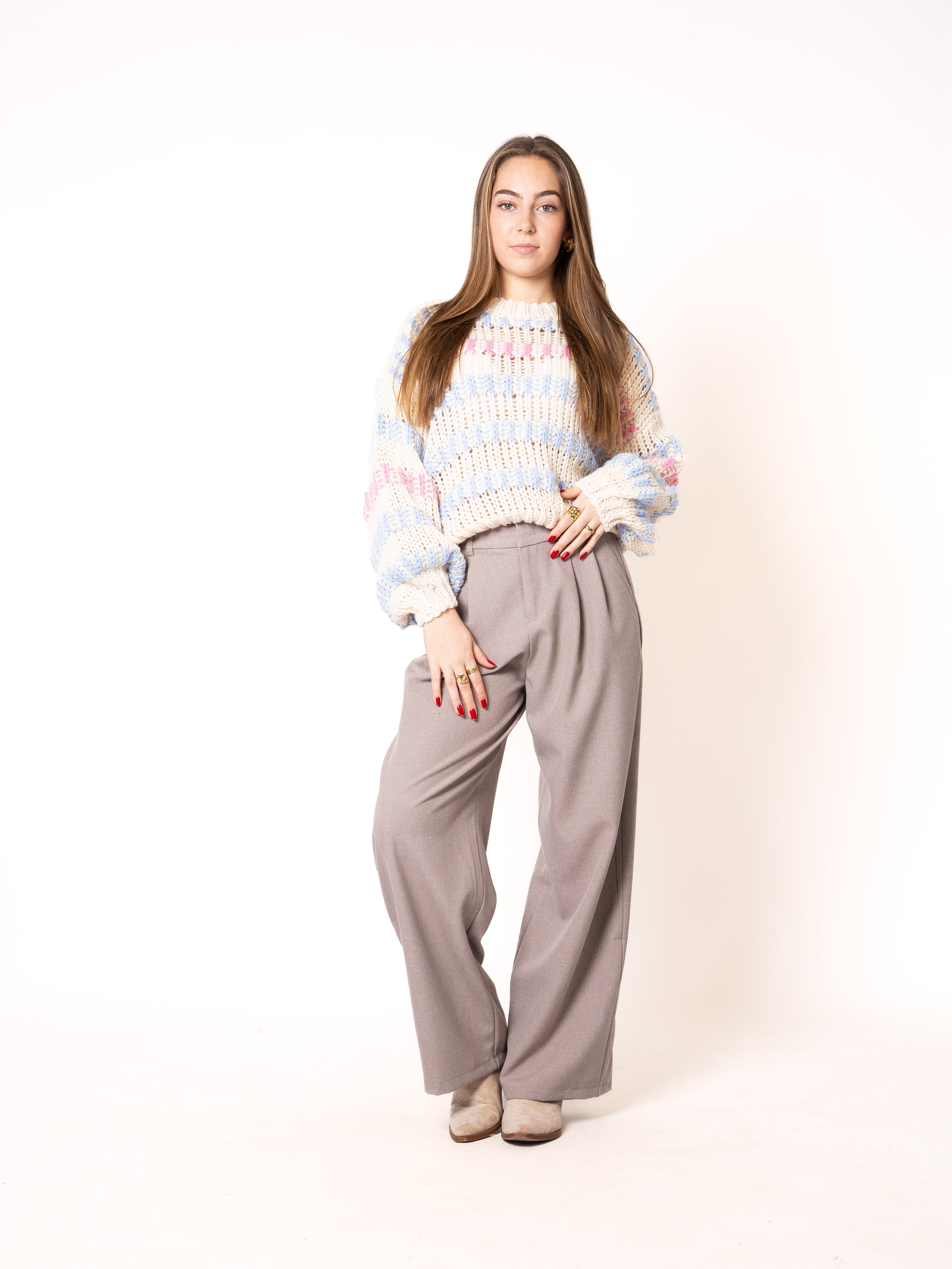 Happy Stipes Strickpullover - Creme