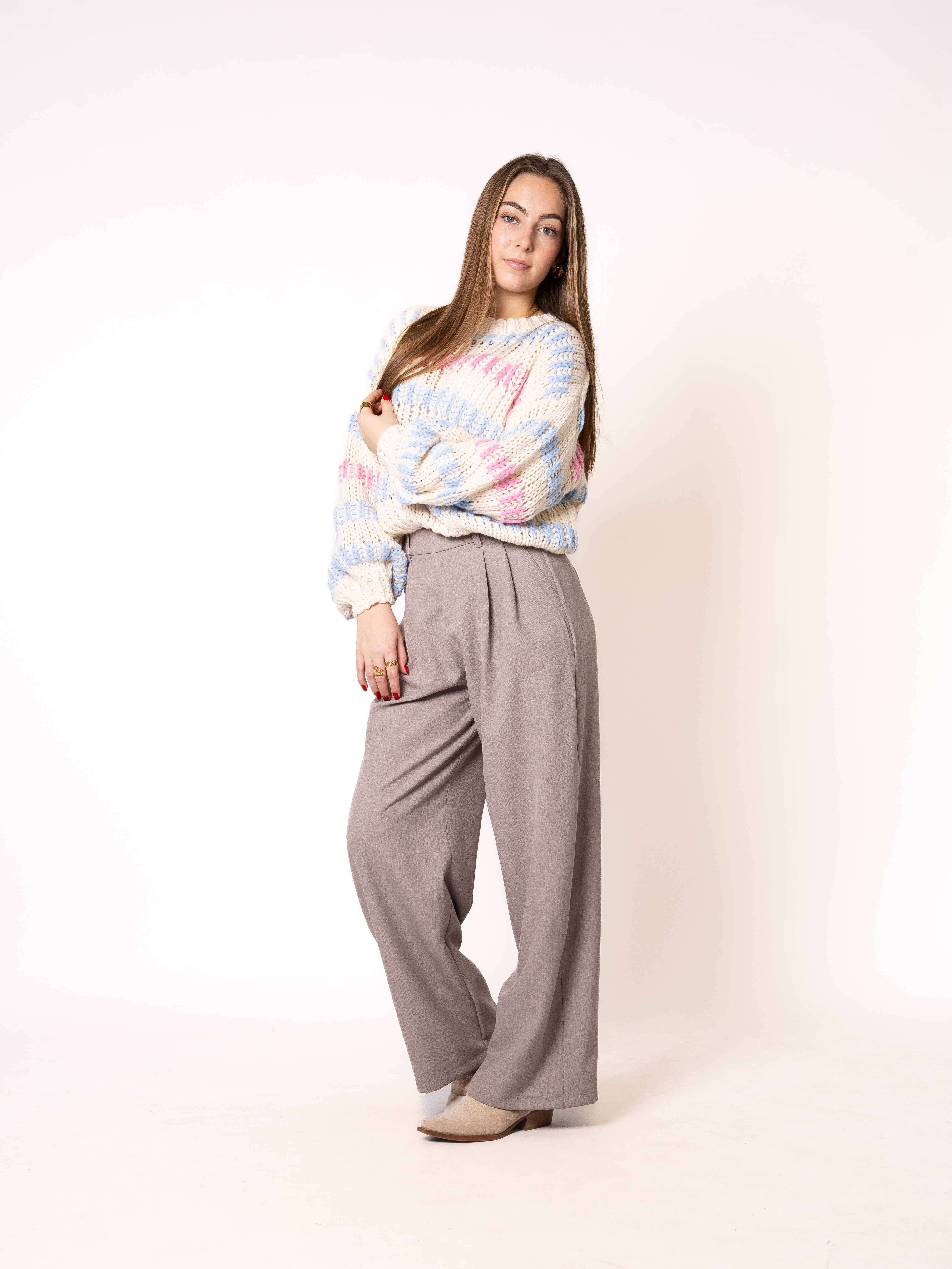 Happy Stipes Strickpullover - Creme