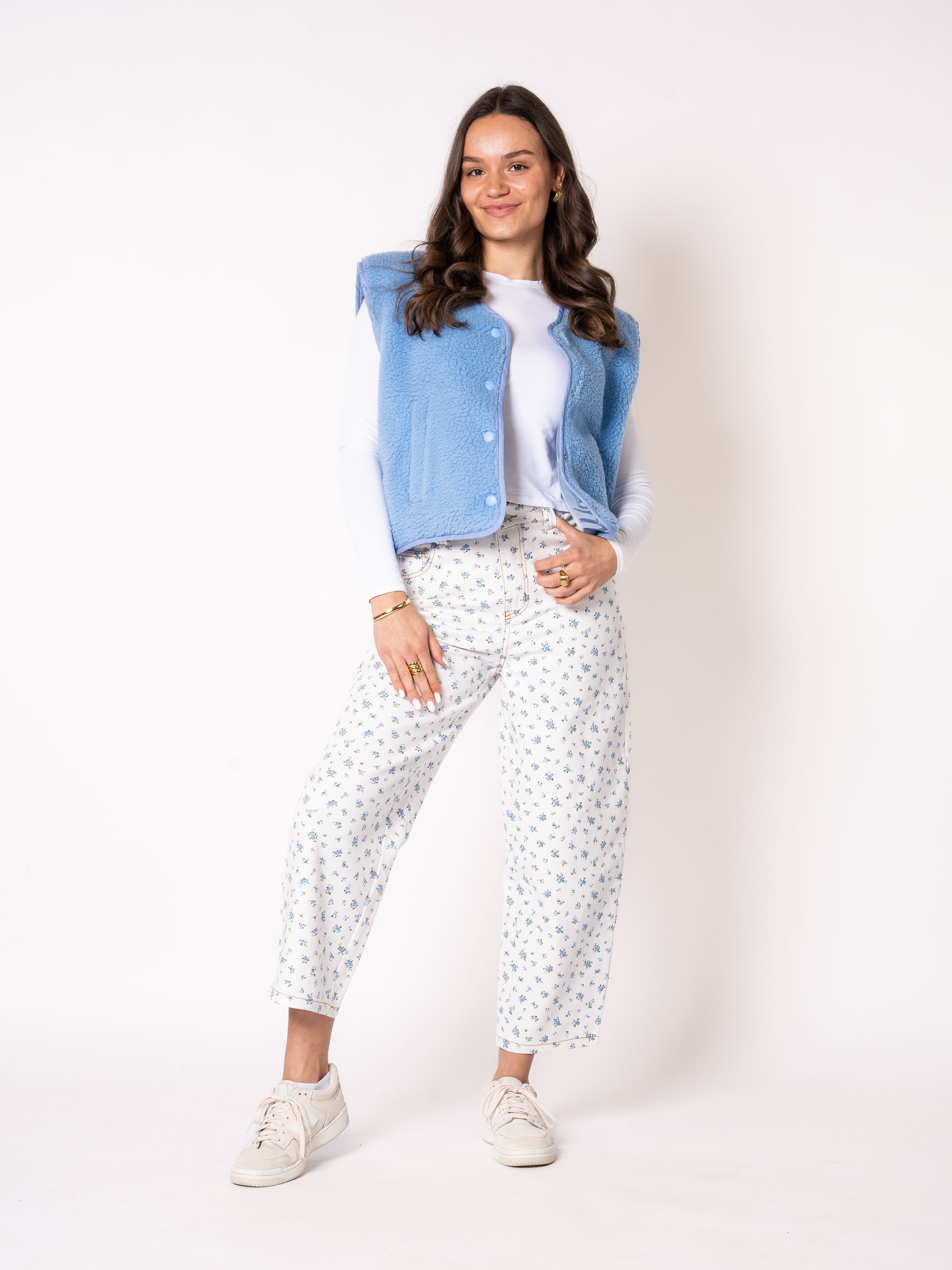 Wide Leg Balloon Jeans White Bloom