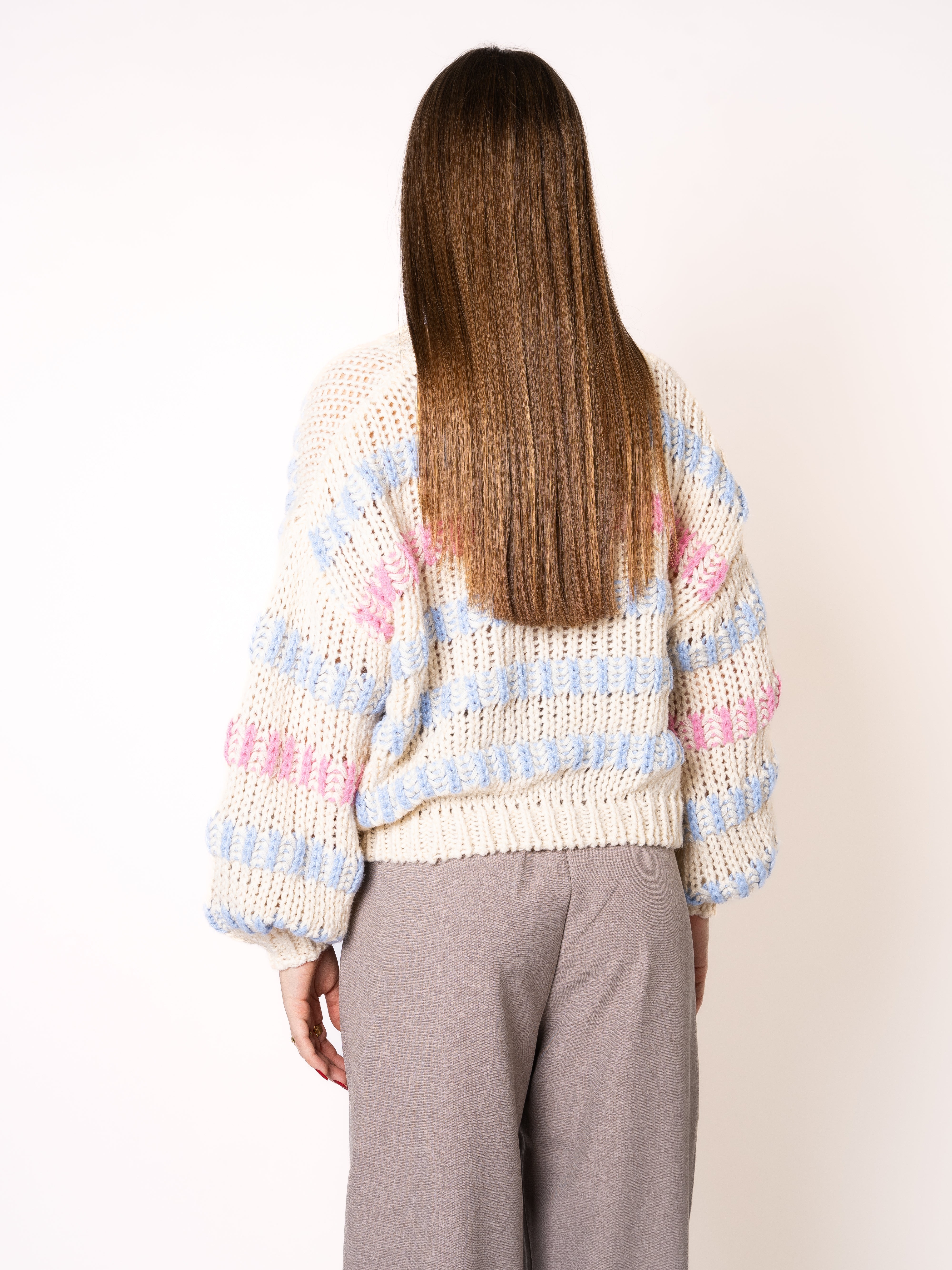 Happy Stipes Strickpullover - Creme
