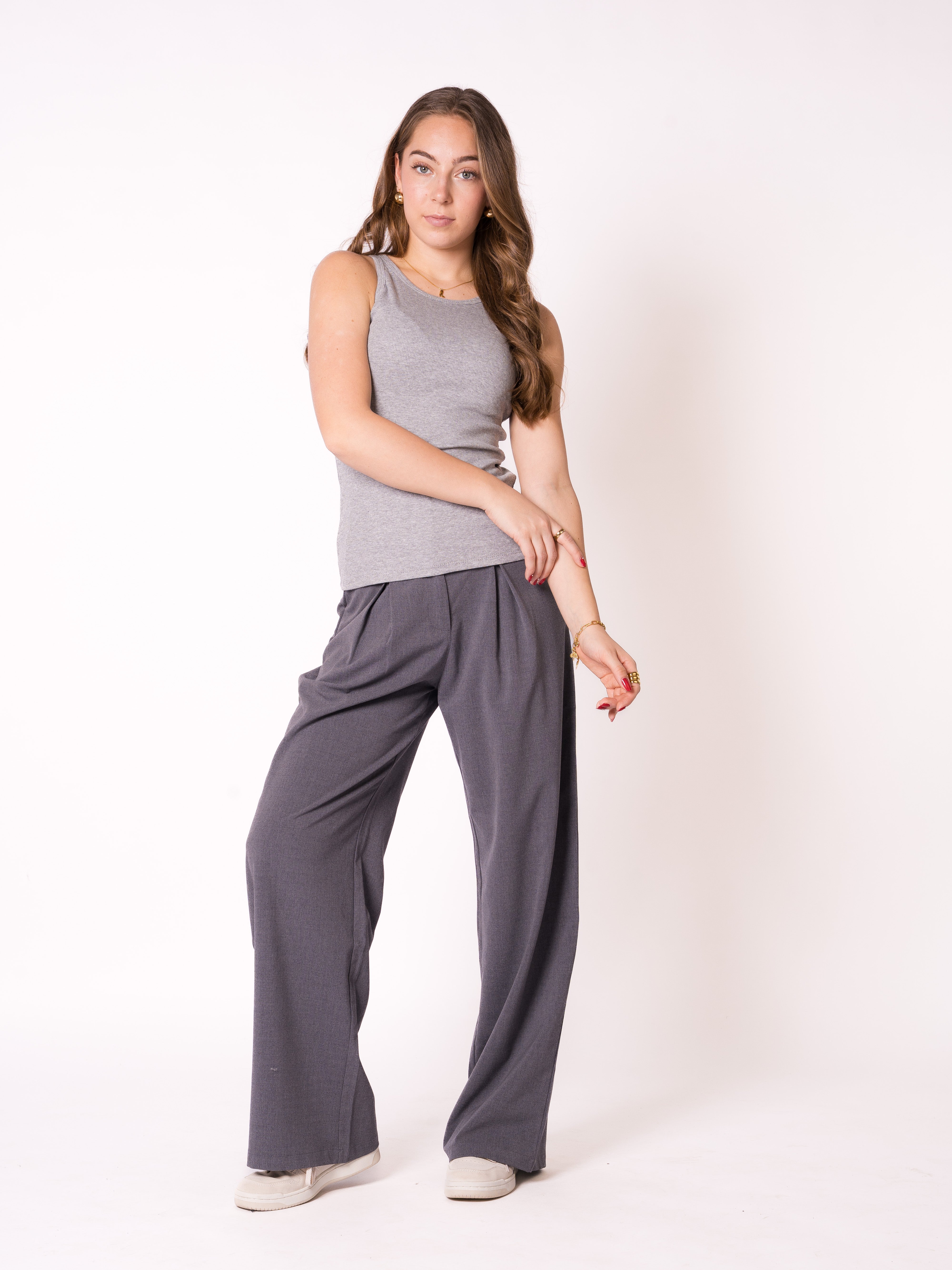 Ribbed Basic Top - Grau