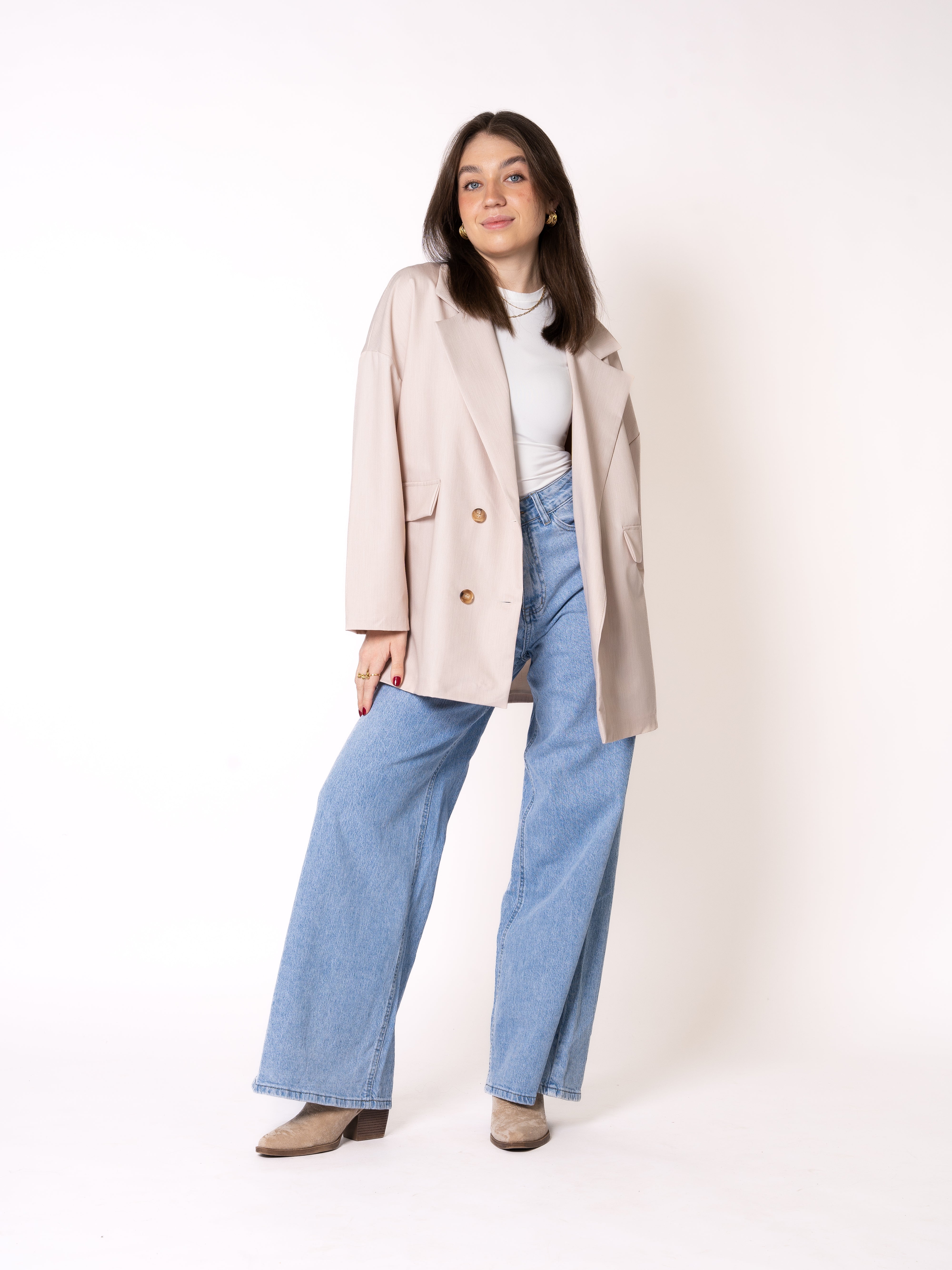Classy Oversize Blazer - Creme
