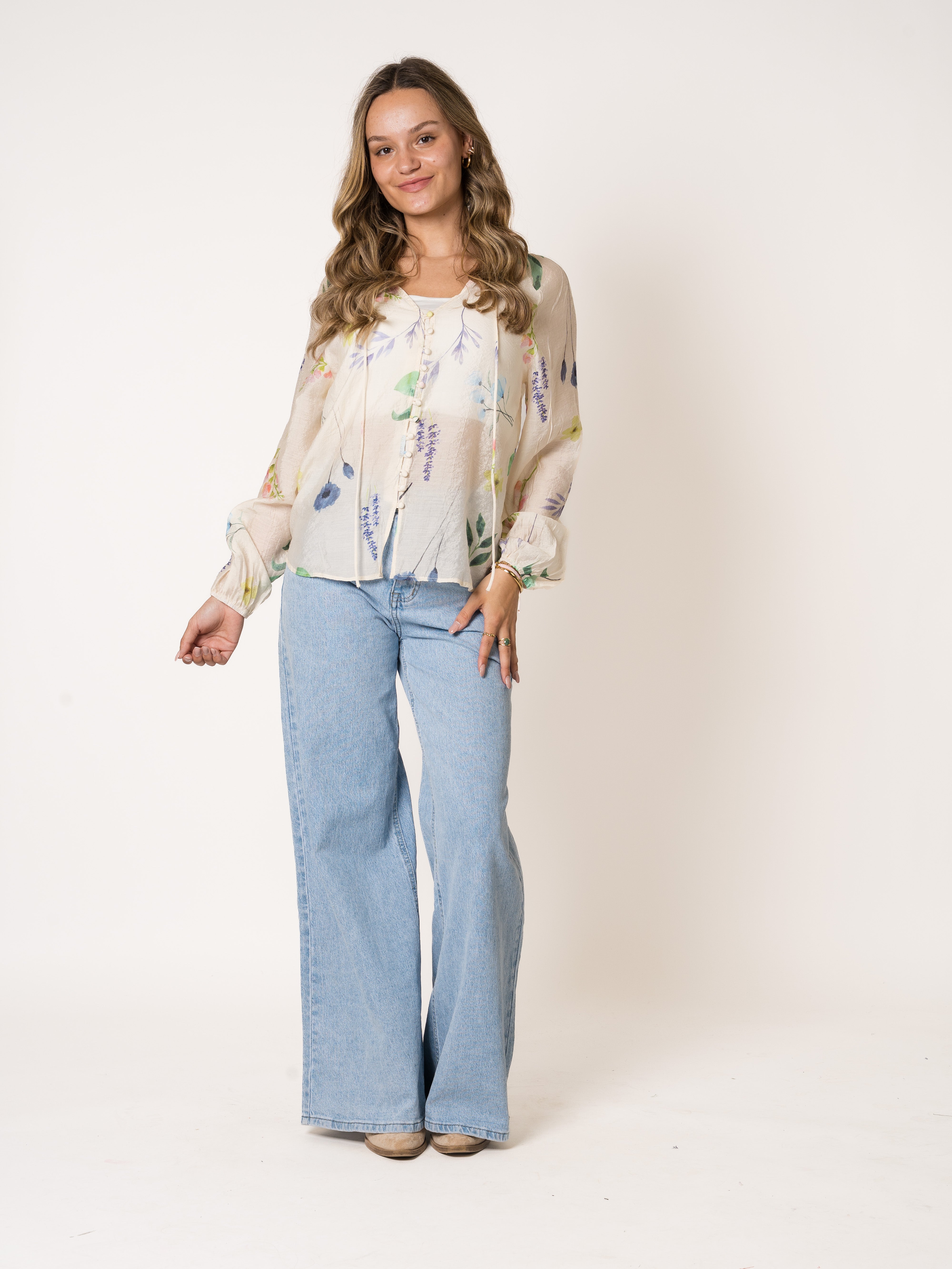 Lavender Boho Flowerfield Blouse