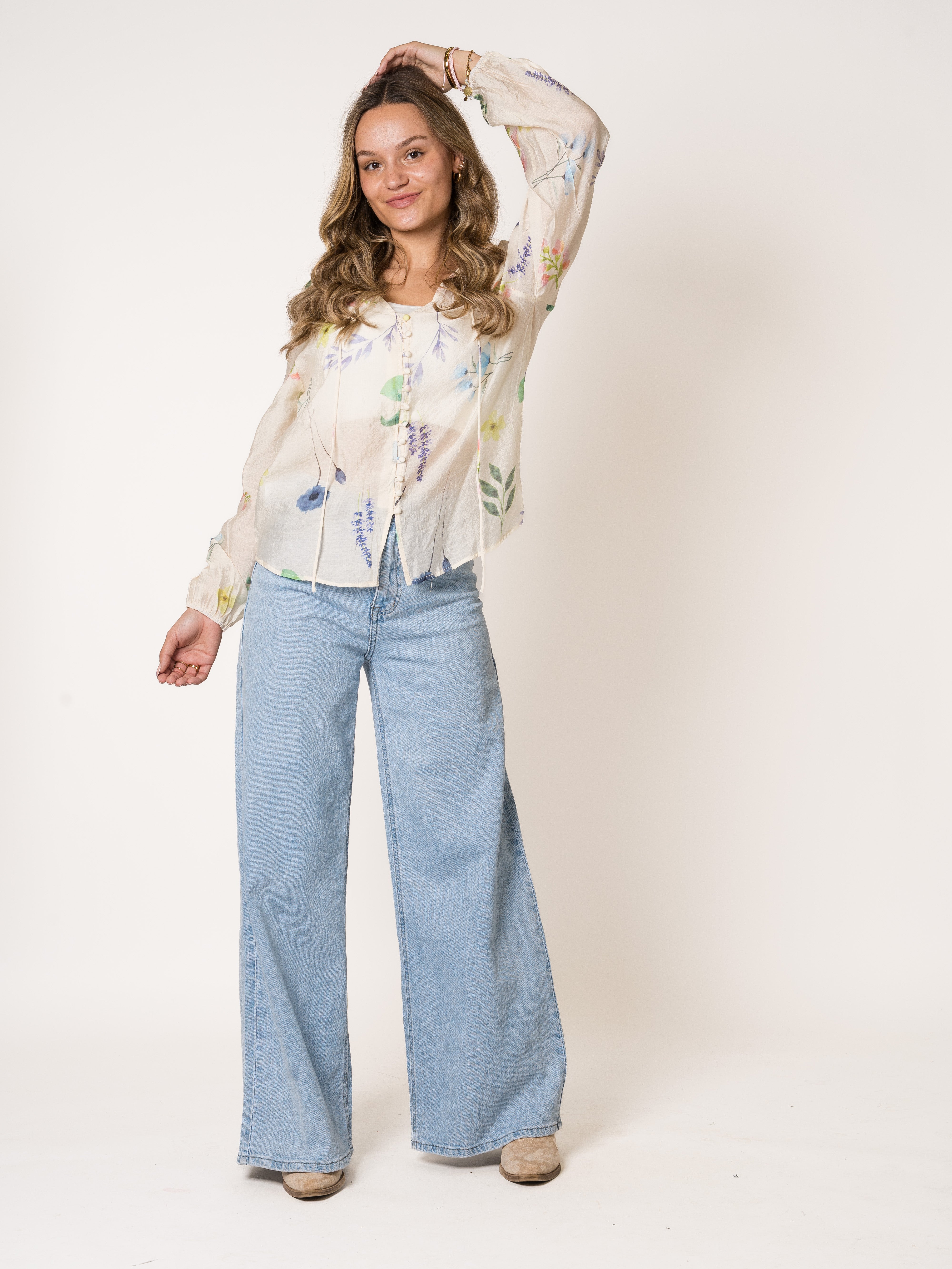 Lavender Boho Flowerfield Blouse