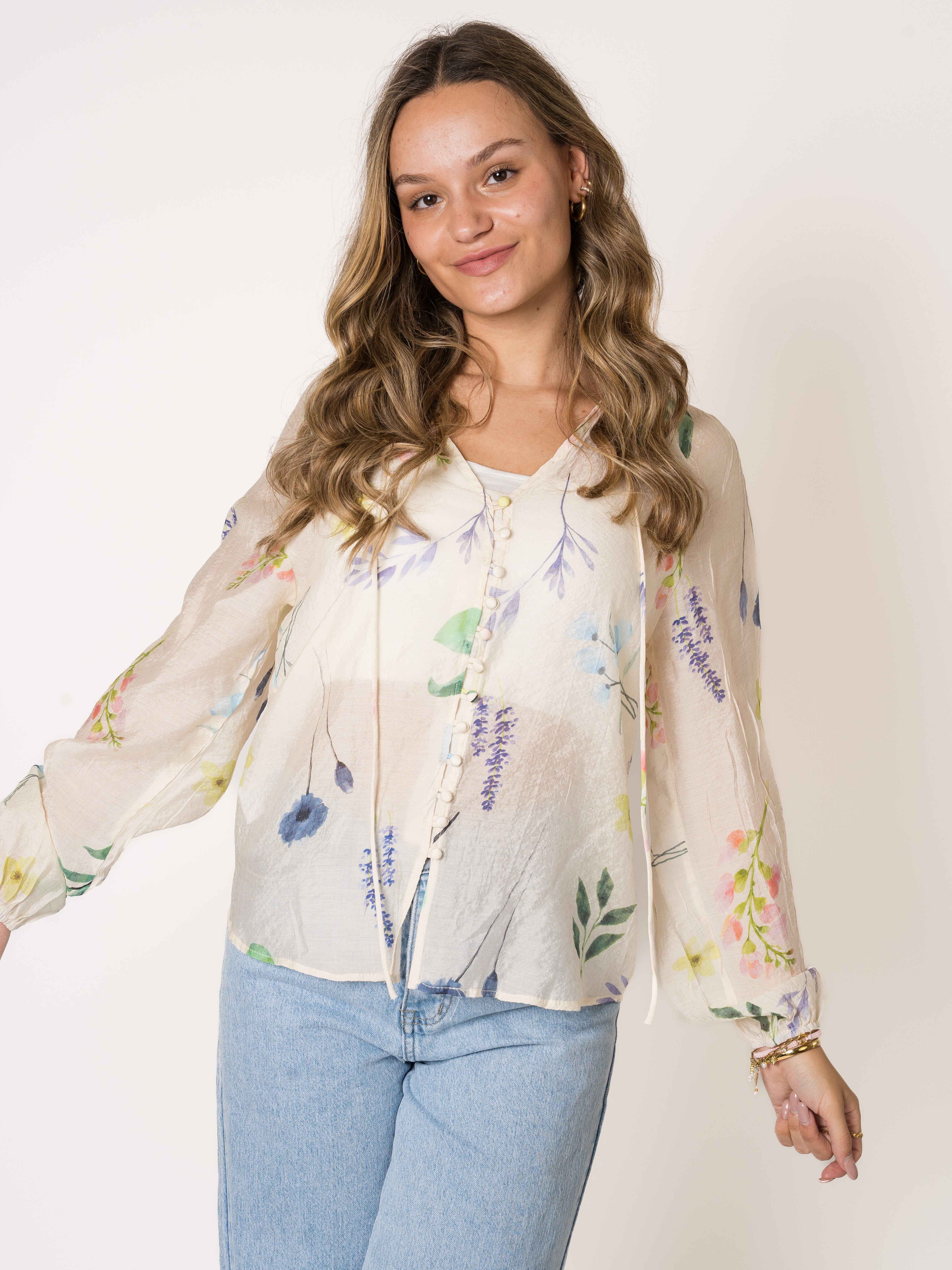 Lavender Boho Flowerfield Blouse