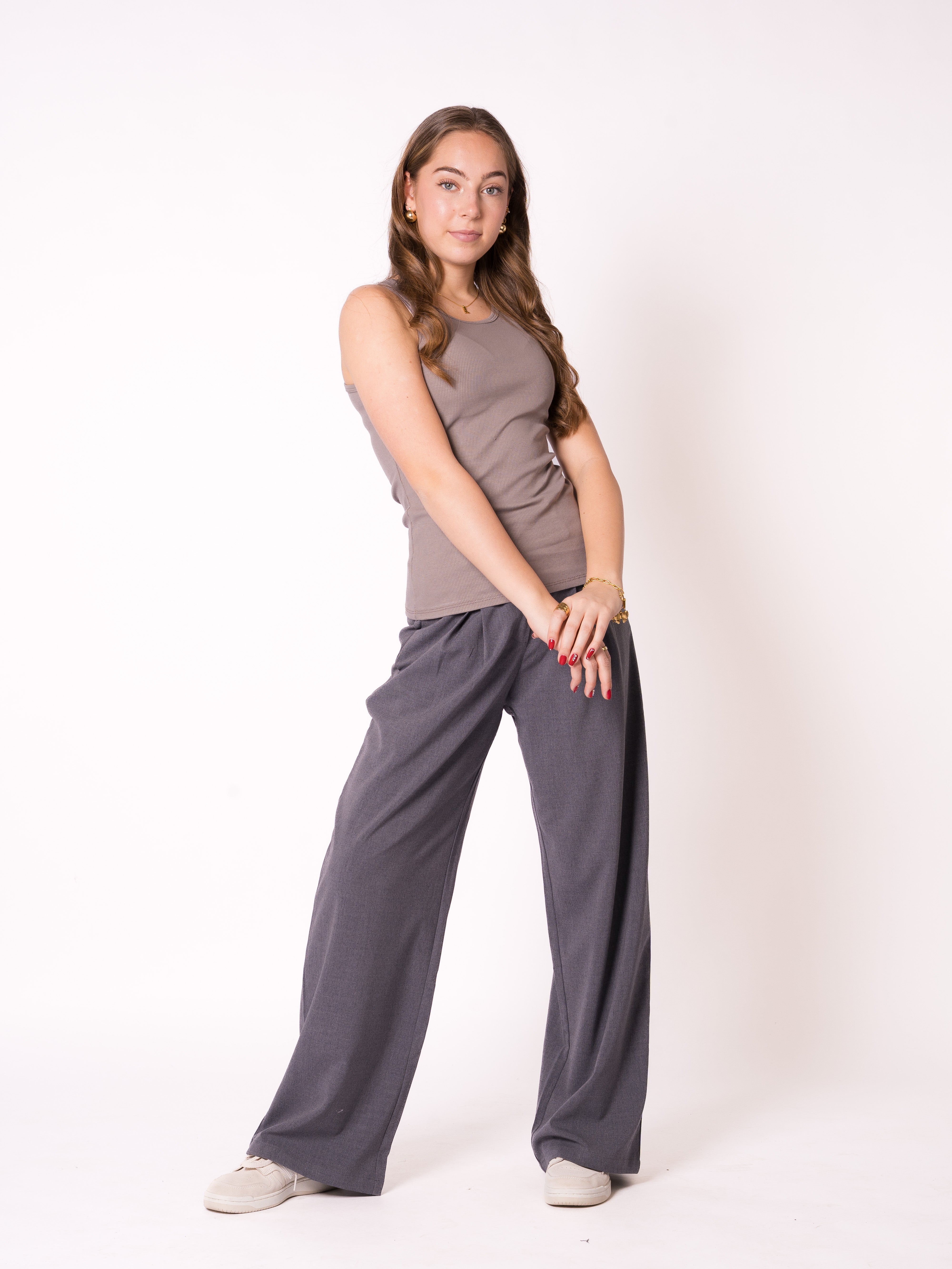 Ribbed Basic Top - Hellbraun
