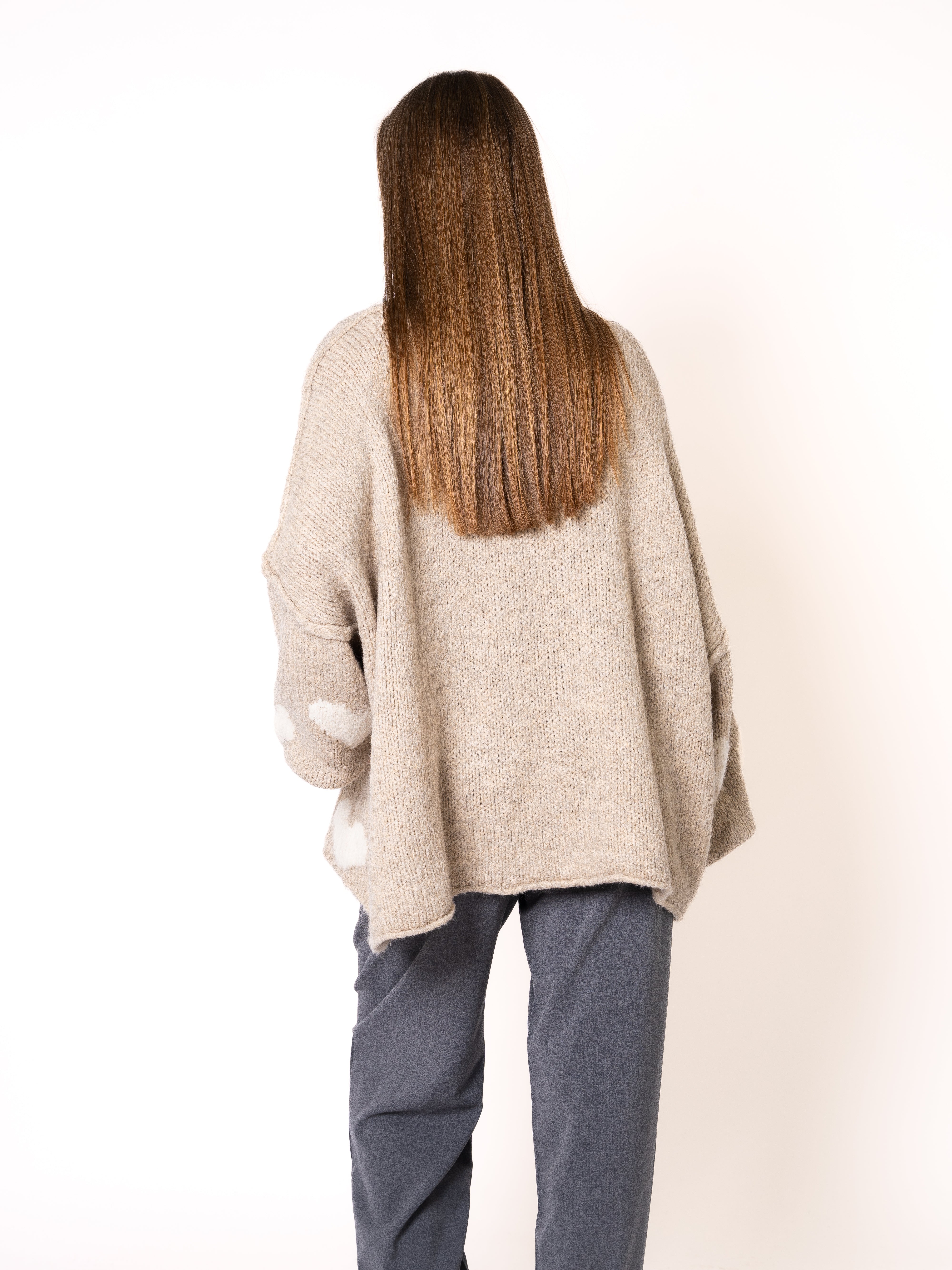 Strickpullover Felina mit Herzchen - Beige