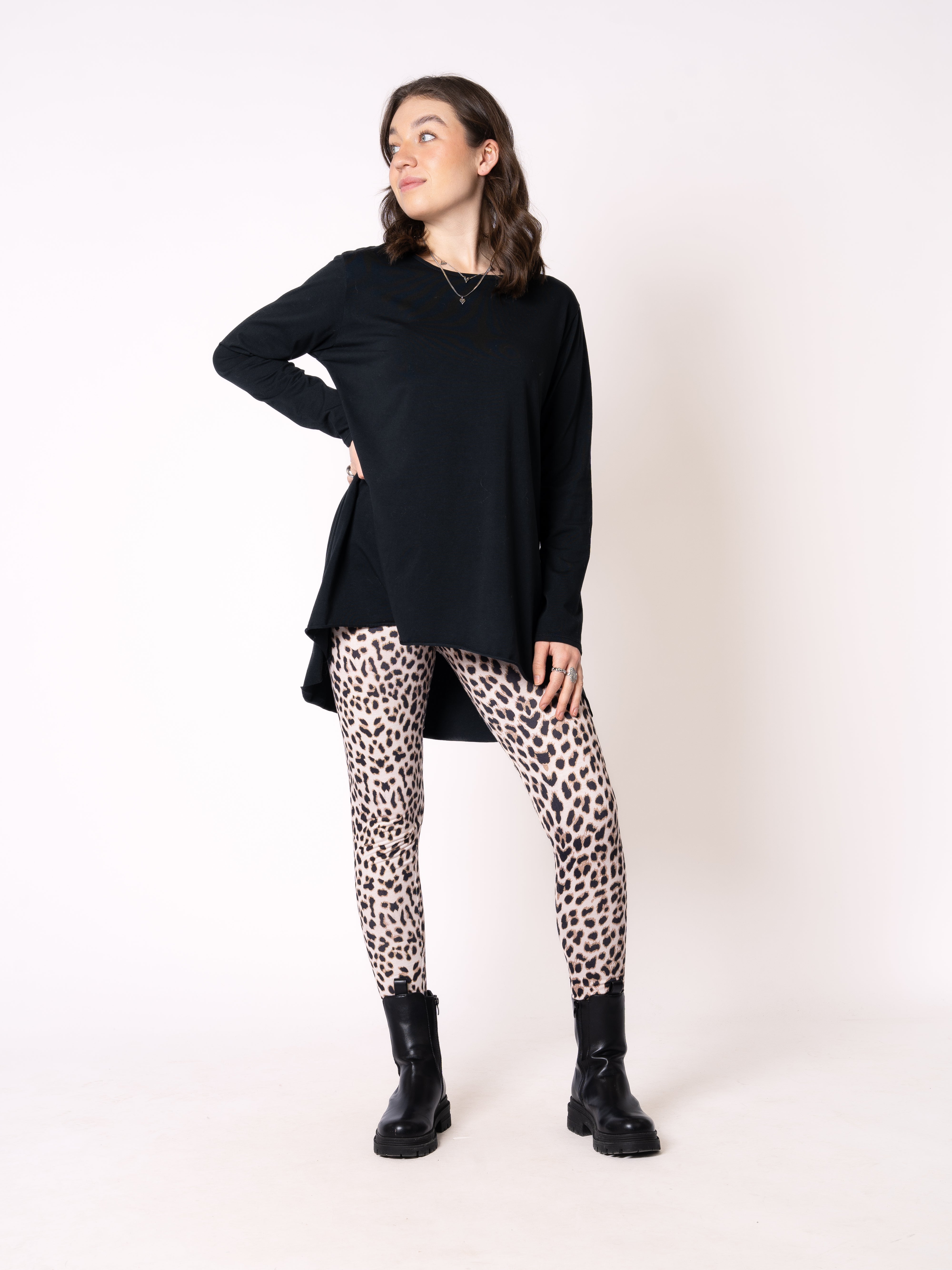 Longshirt Alina langarm - Schwarz