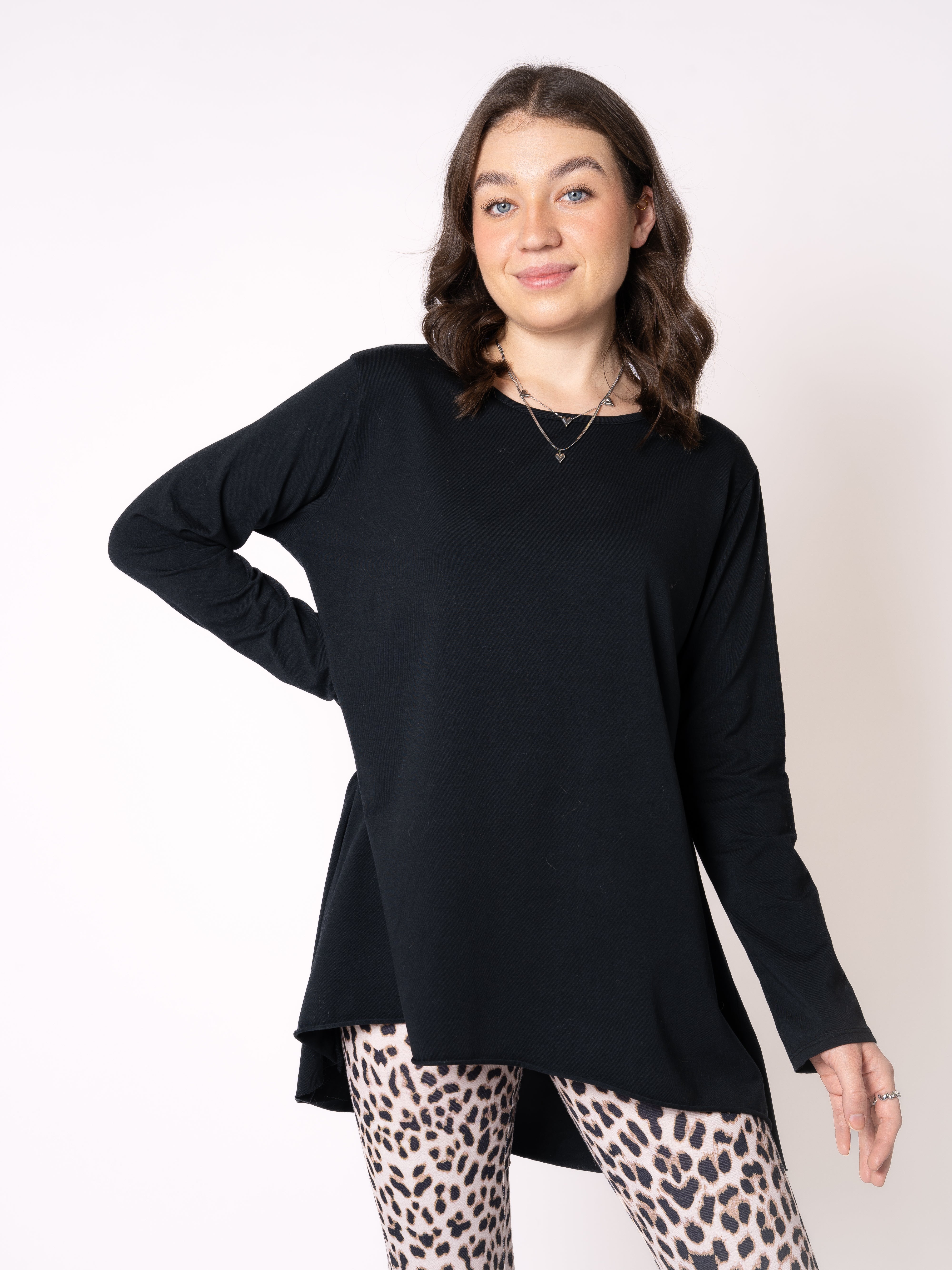 Longshirt Alina langarm - Schwarz