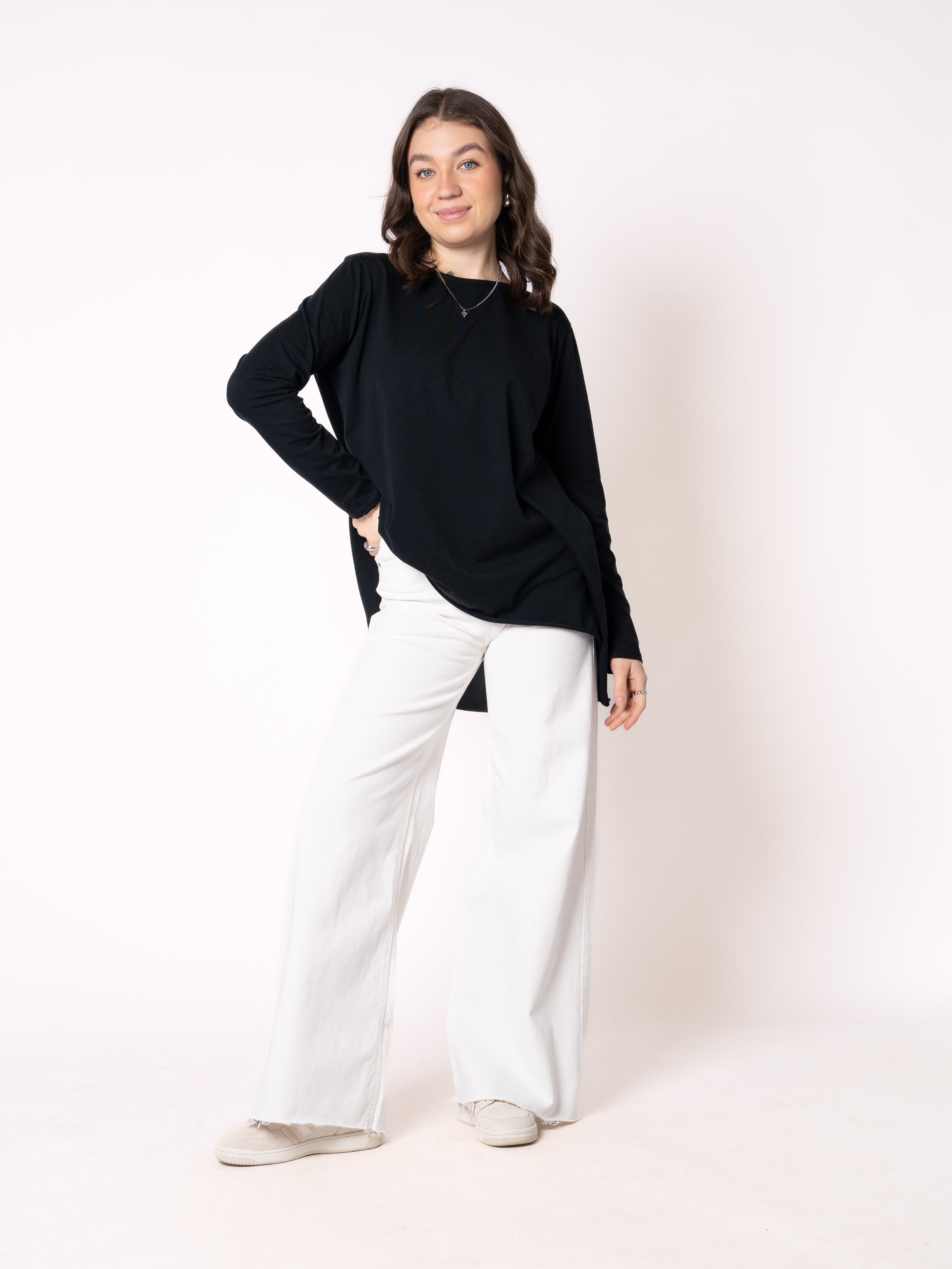 Longshirt Alina langarm - Schwarz