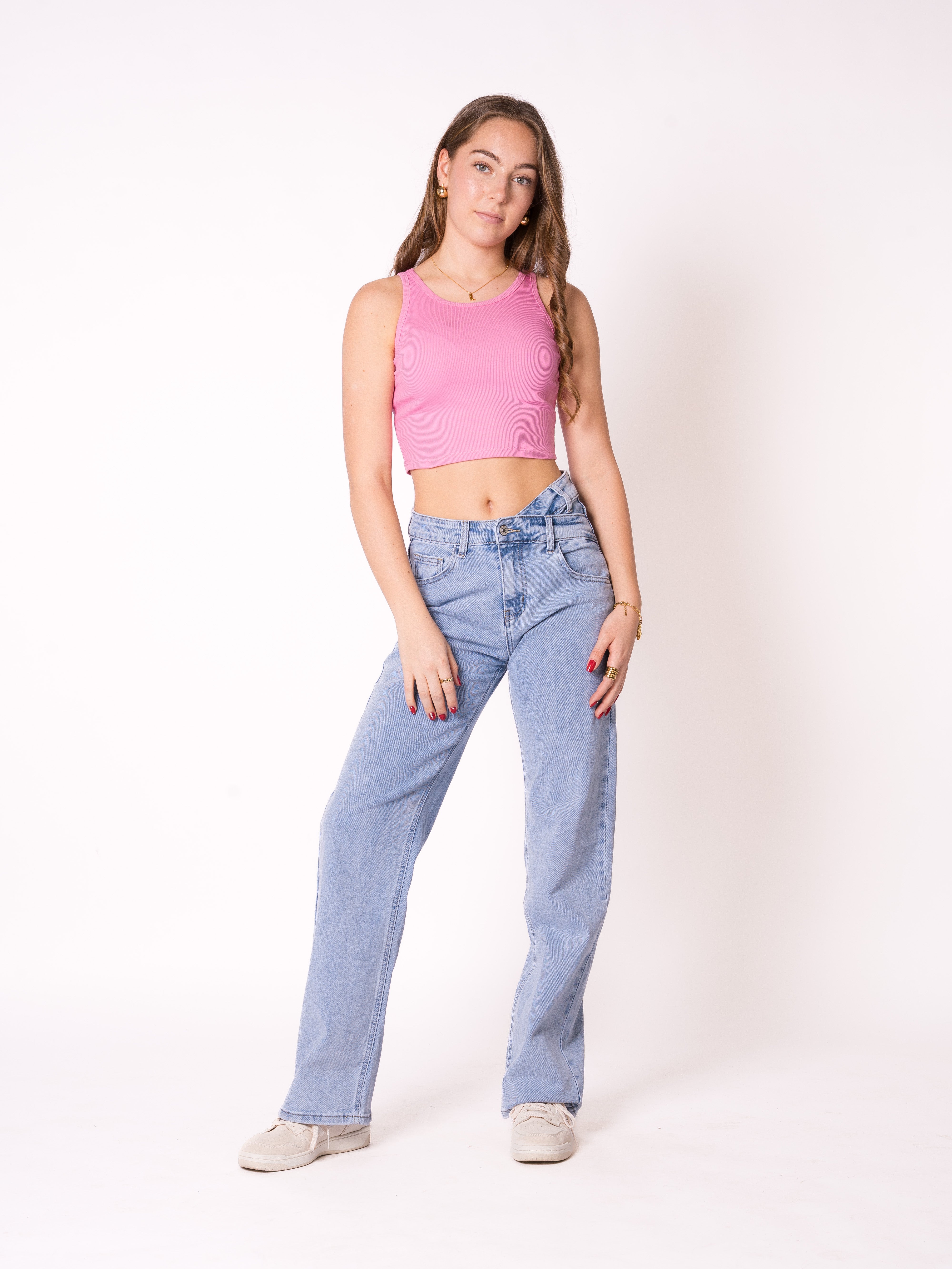 Ribbed Basic Crop Top - Pink