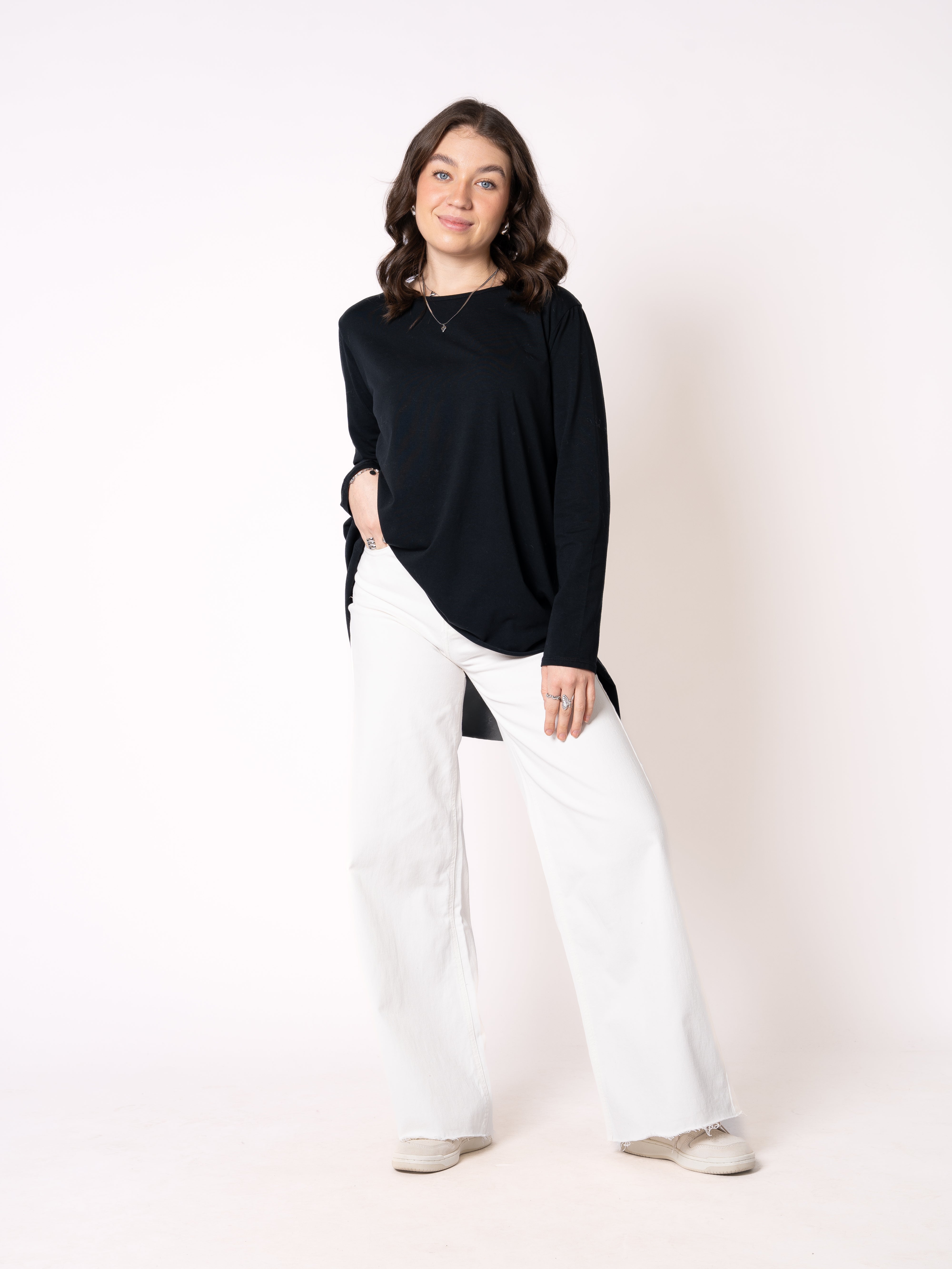 Longshirt Alina langarm - Schwarz