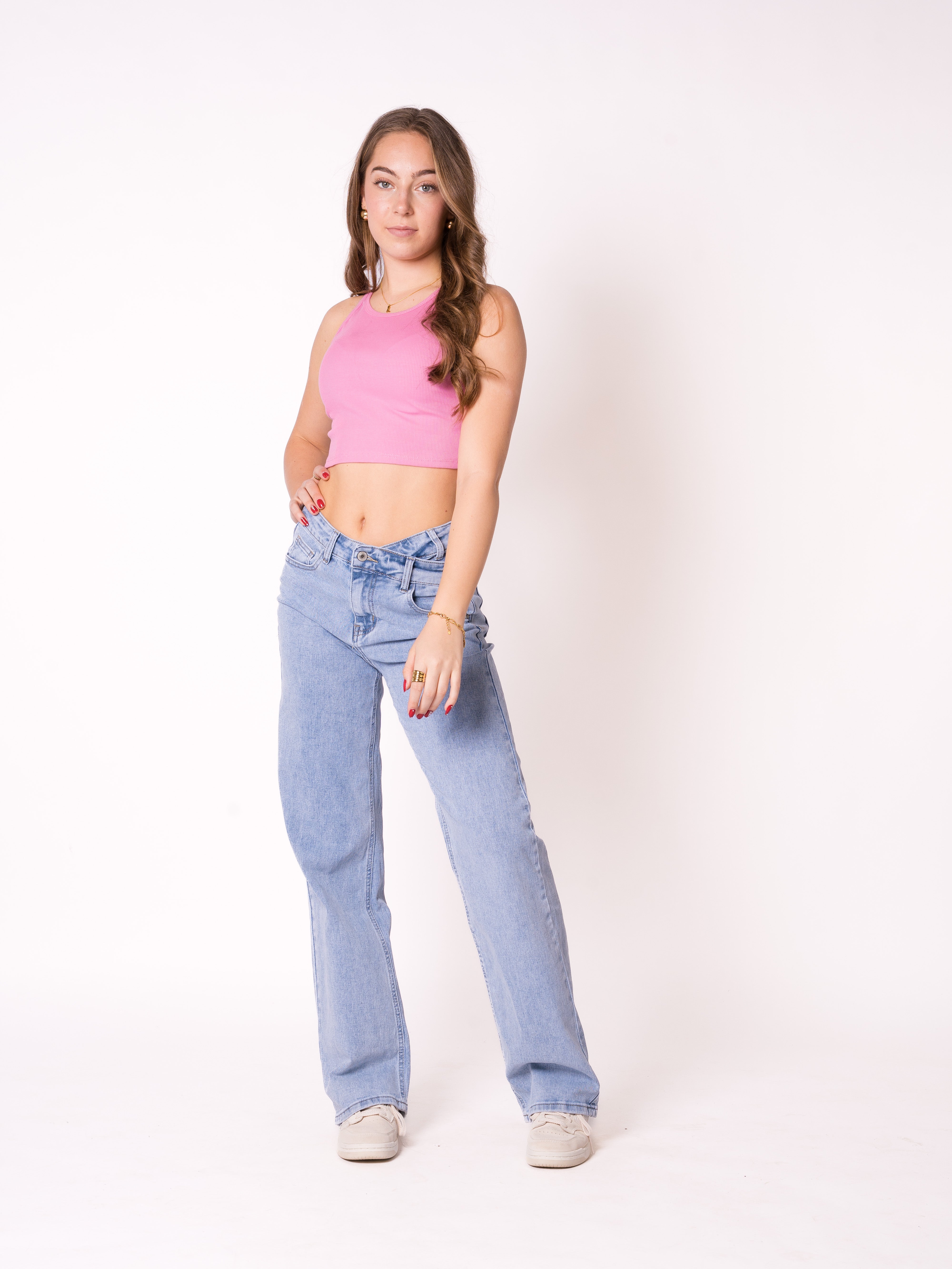 Ribbed Basic Crop Top - Pink
