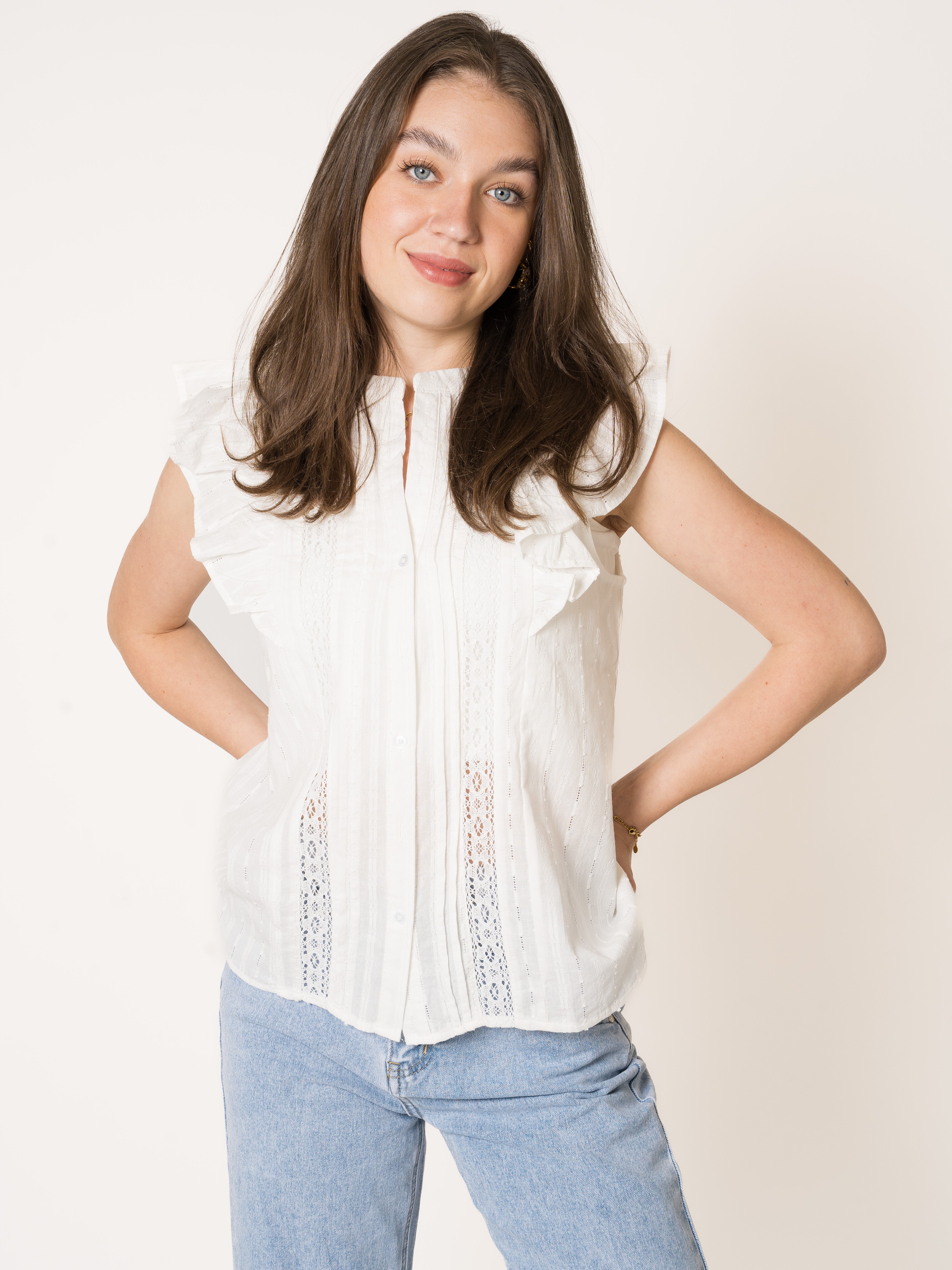 LUCKY DEAL 2041 Vacay Rhythm Blouse - Weiß - vom Umtausch ausgeschlossen -