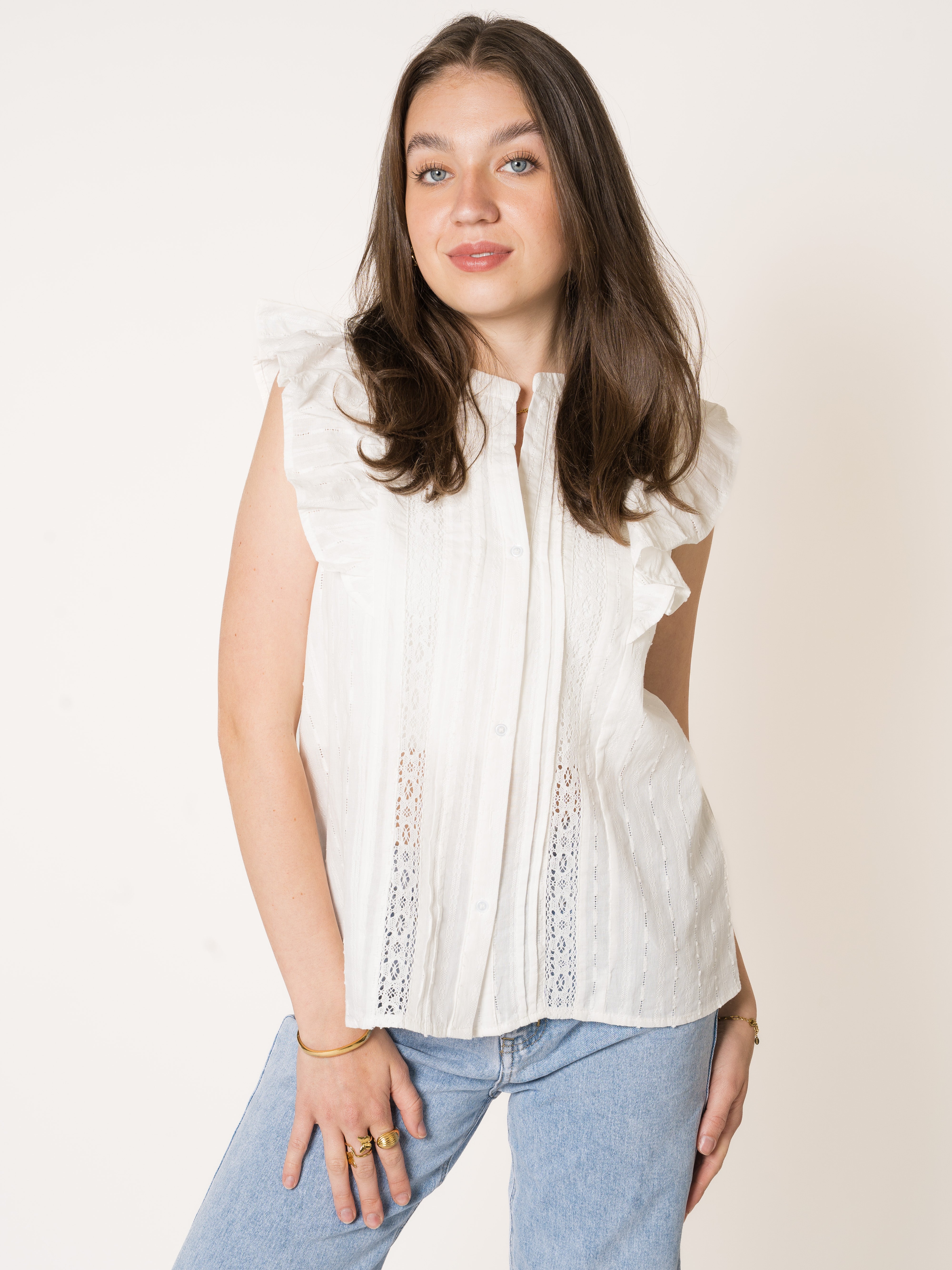 LUCKY DEAL 2041 Vacay Rhythm Blouse - Weiß - vom Umtausch ausgeschlossen -