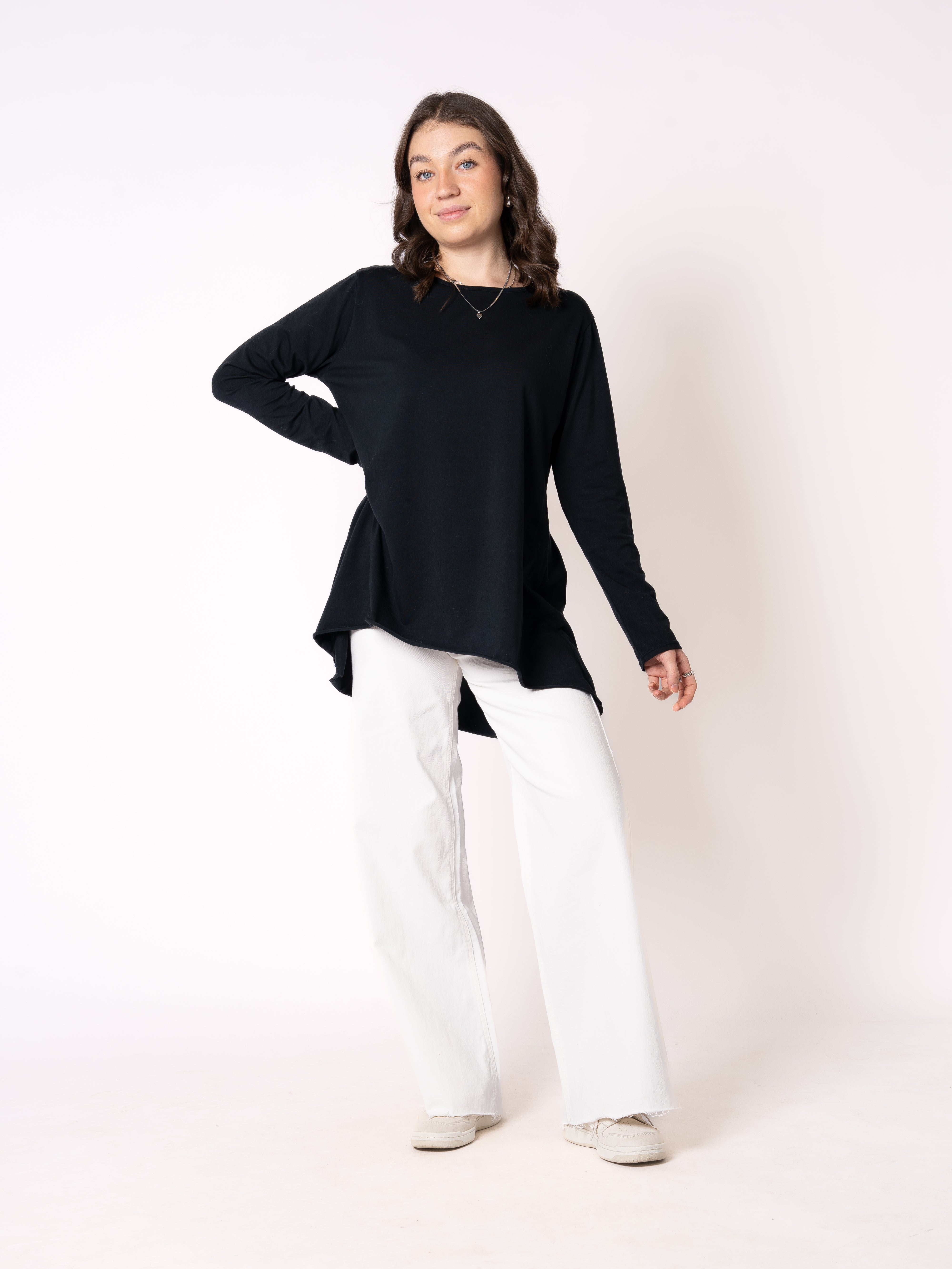 Longshirt Alina langarm - Schwarz