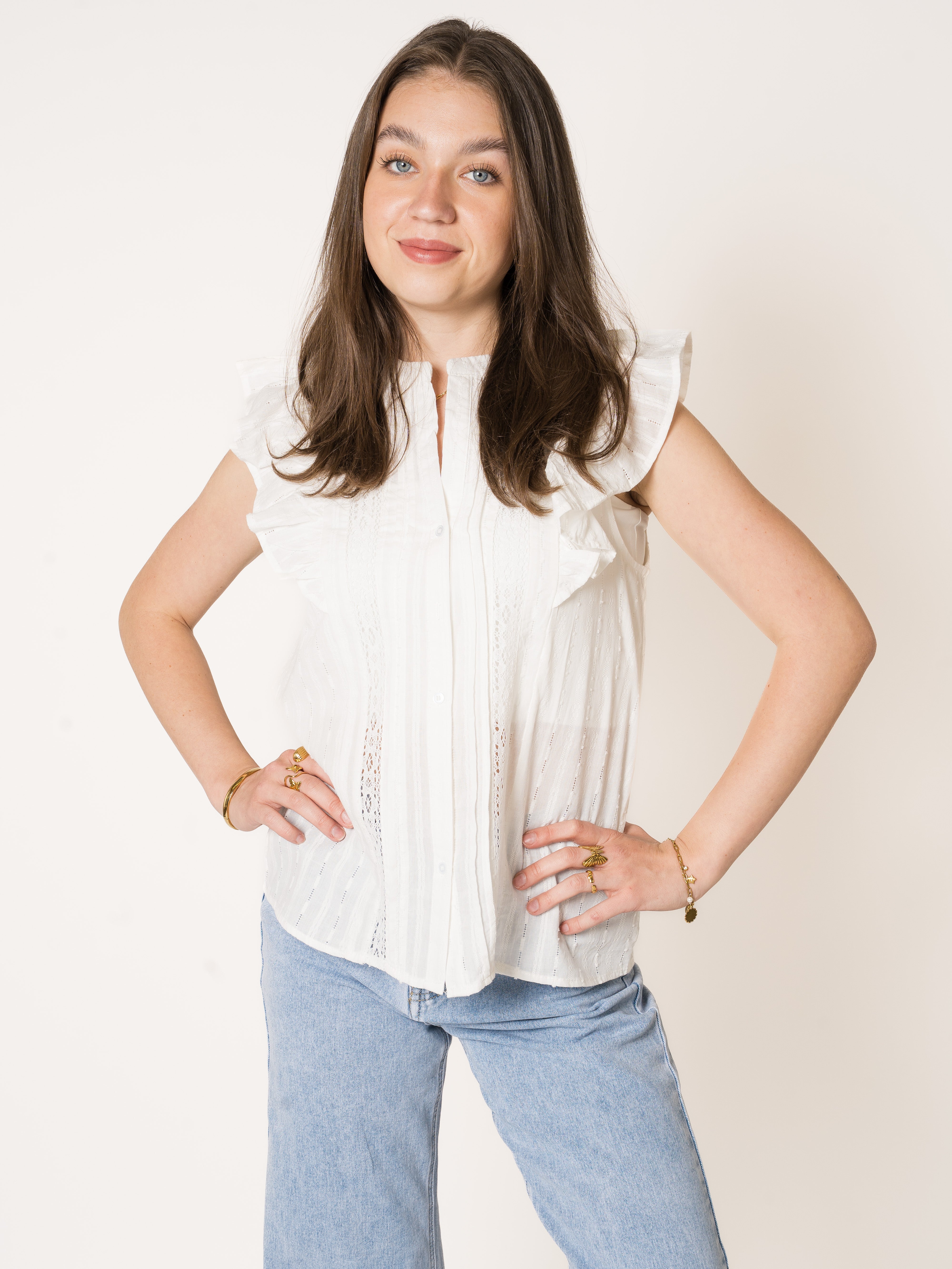 LUCKY DEAL 2041 Vacay Rhythm Blouse - Weiß - vom Umtausch ausgeschlossen -