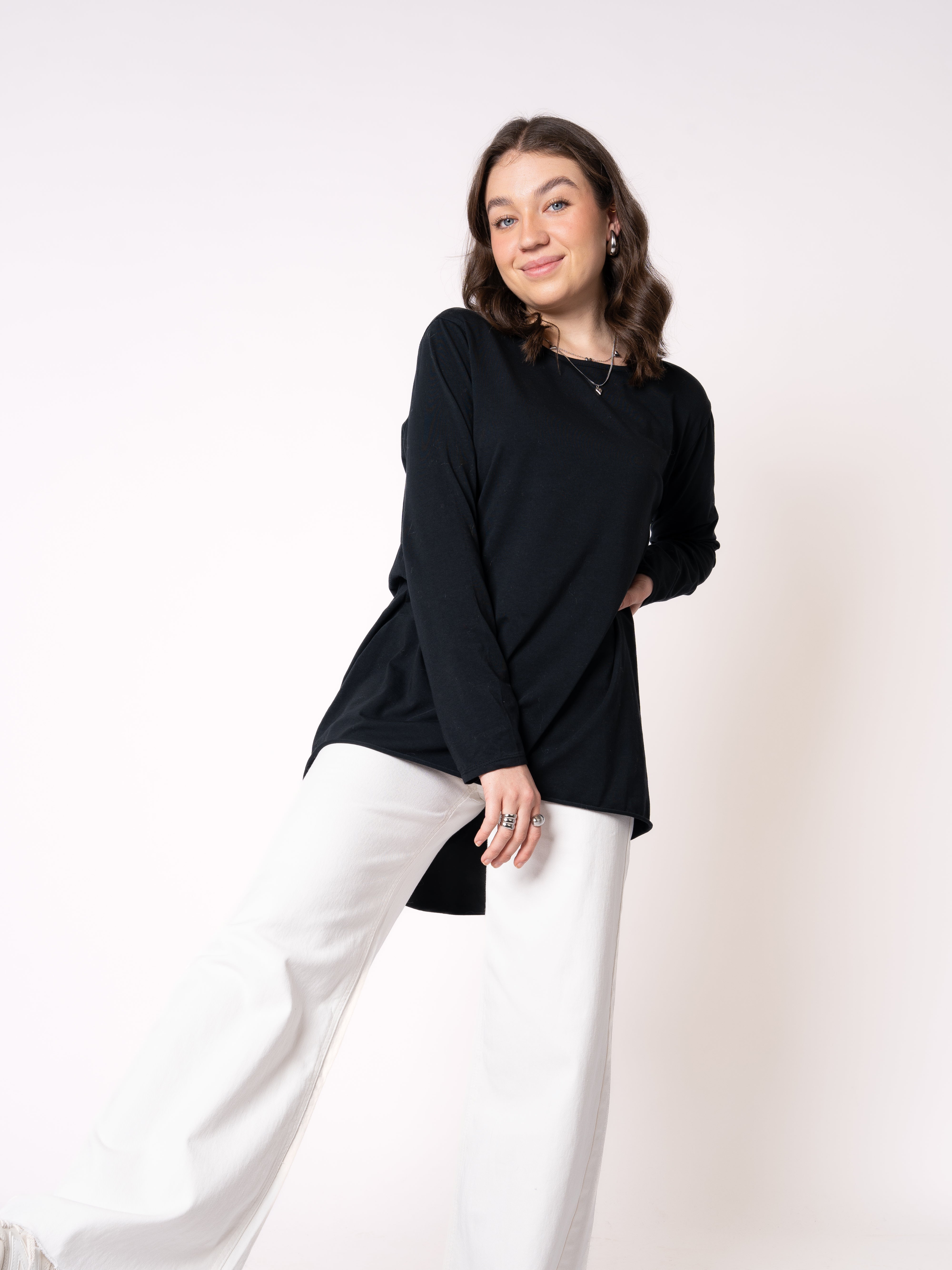 Longshirt Alina langarm - Schwarz