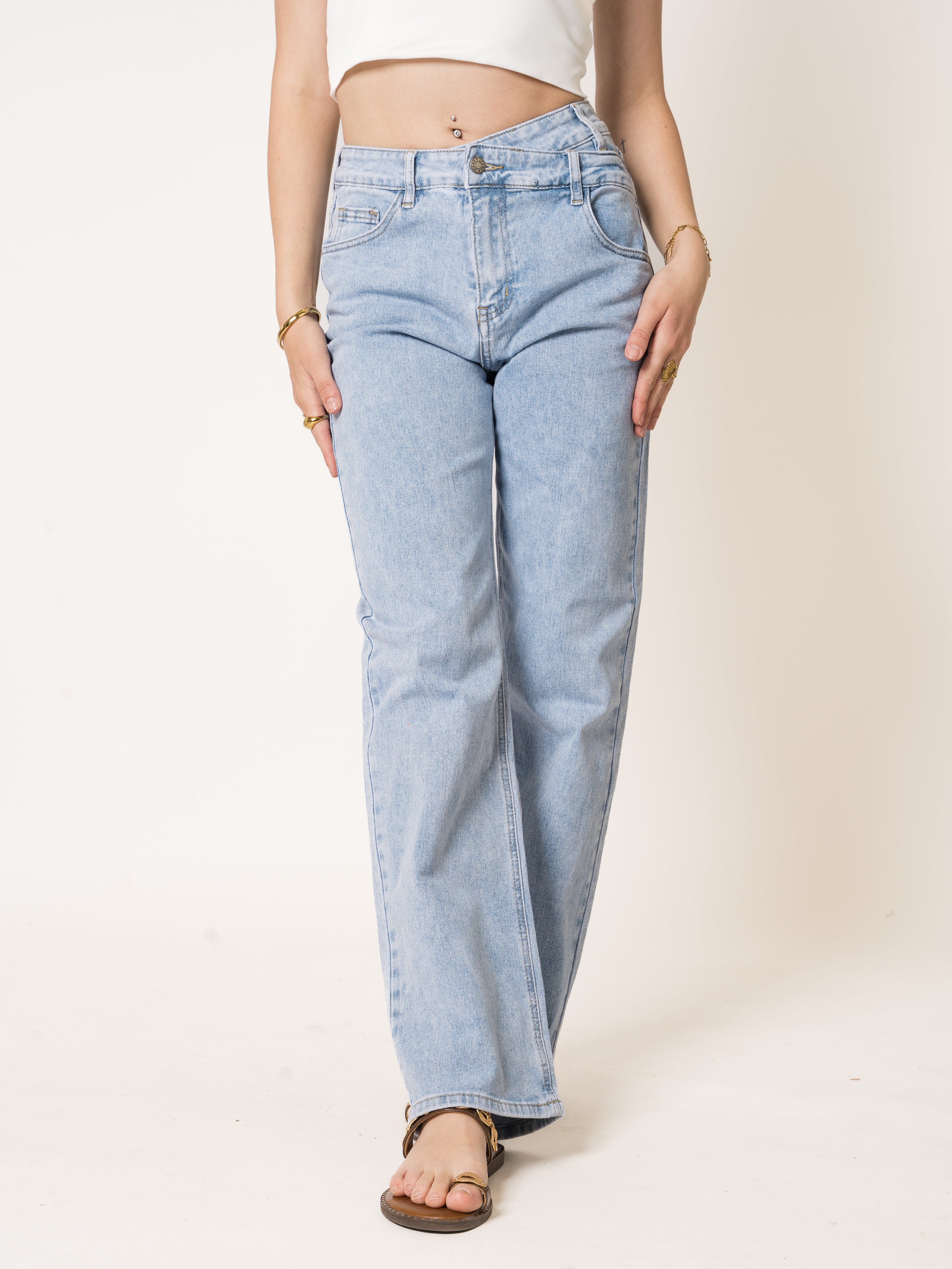 Twisted High Waist Straight Leg