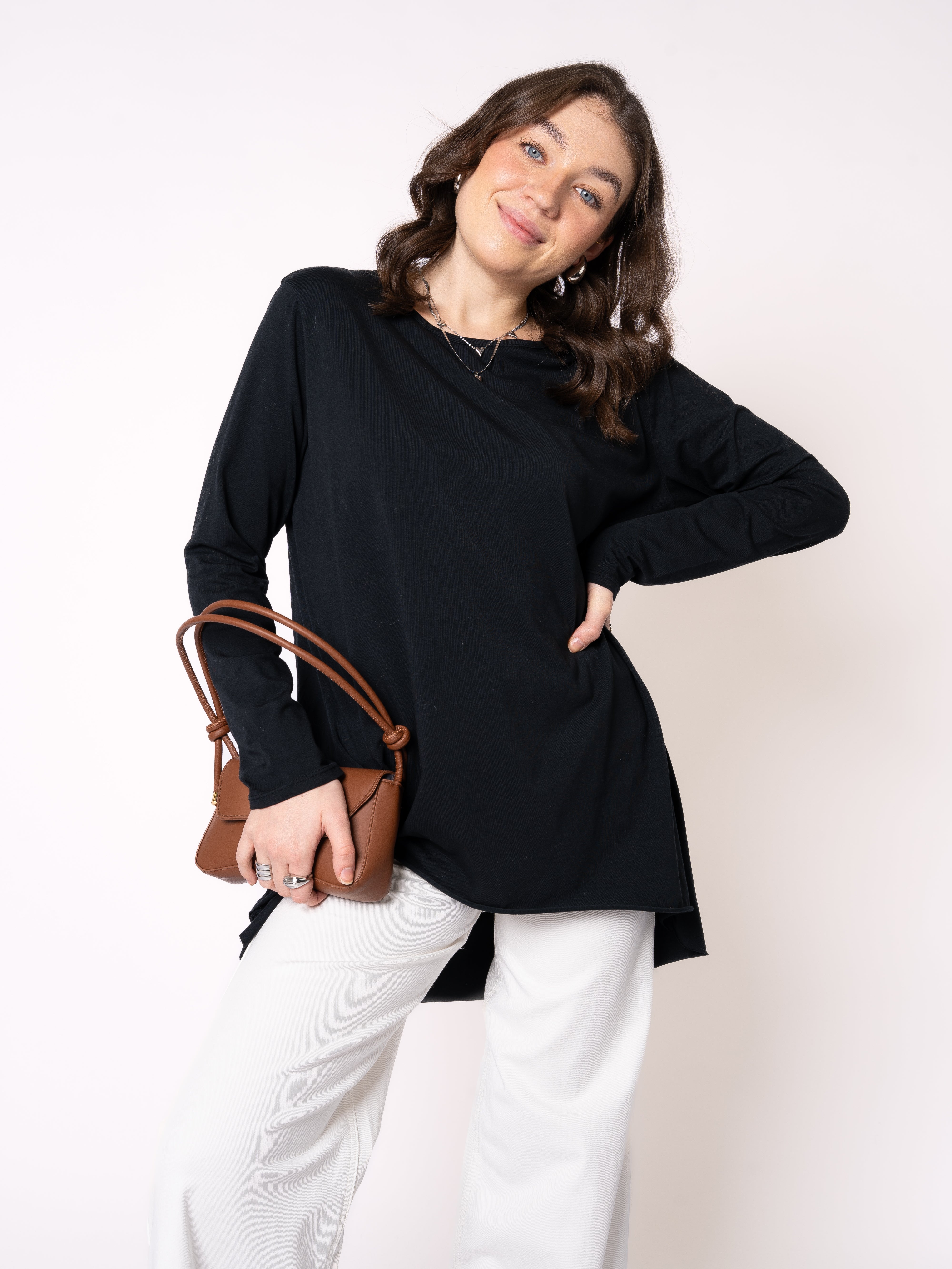 Longshirt Alina langarm - Schwarz