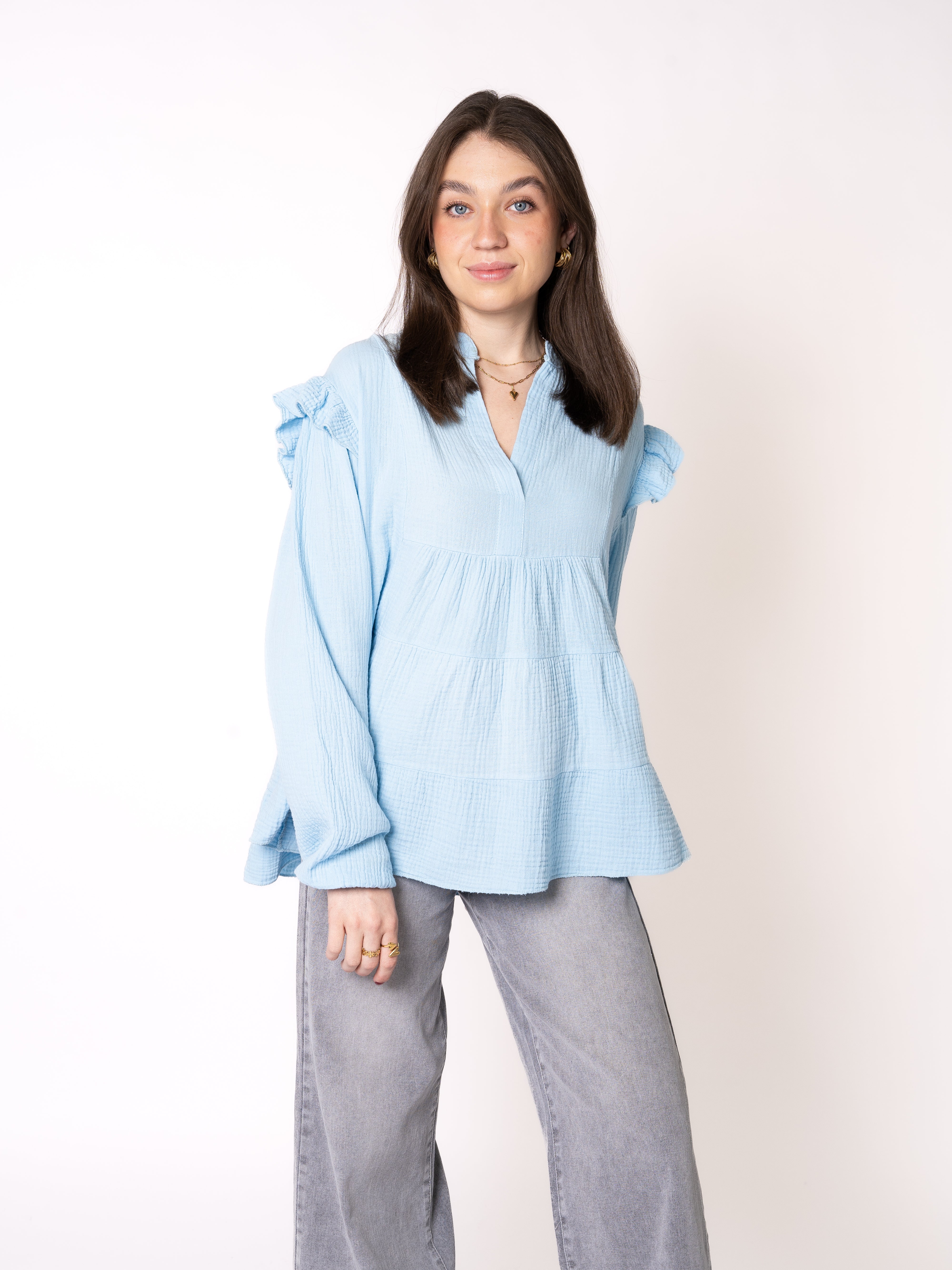 Musselinbluse Cecilia - Hellblau