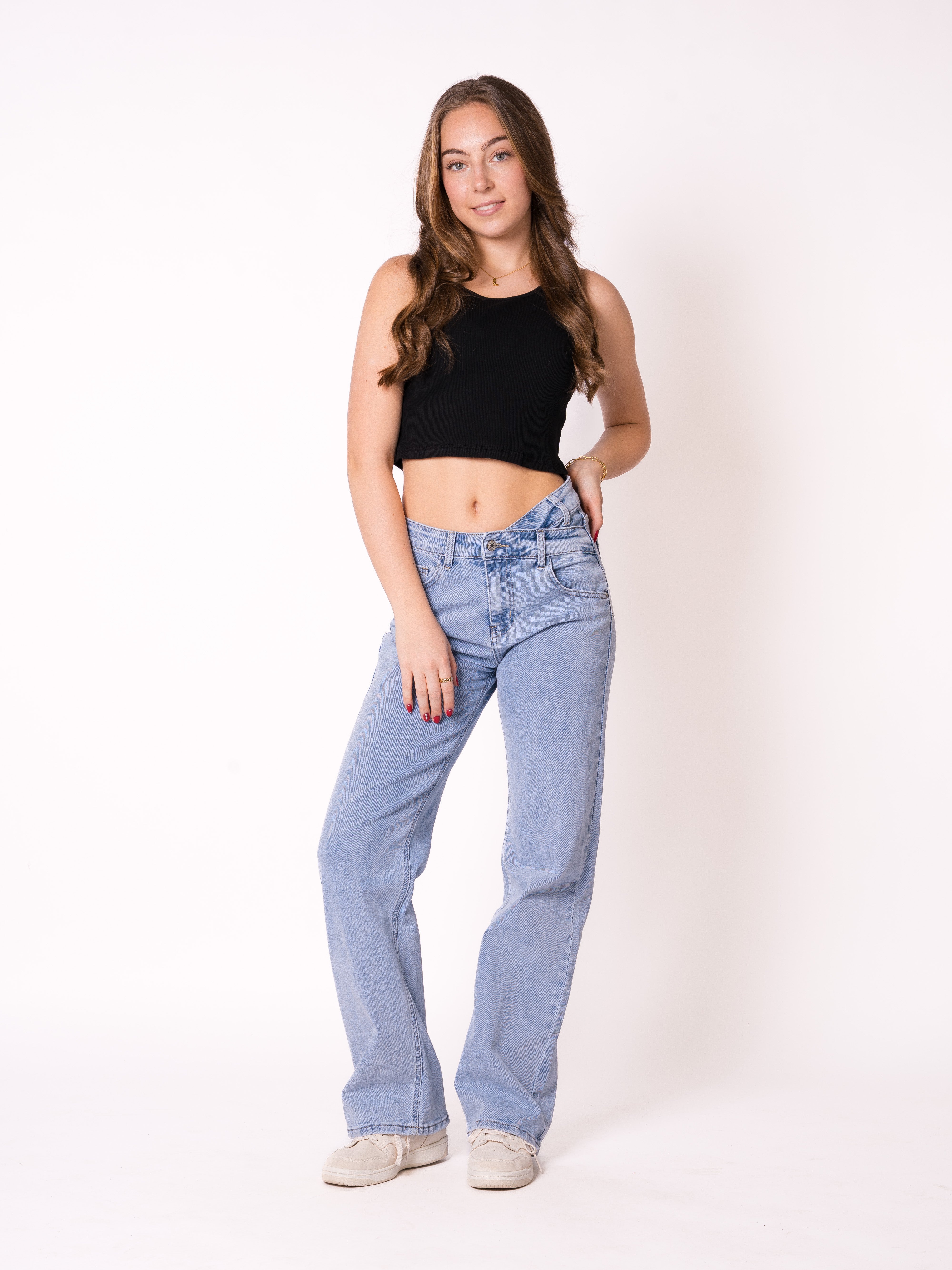 Ribbed Basic Crop Top - Schwarz