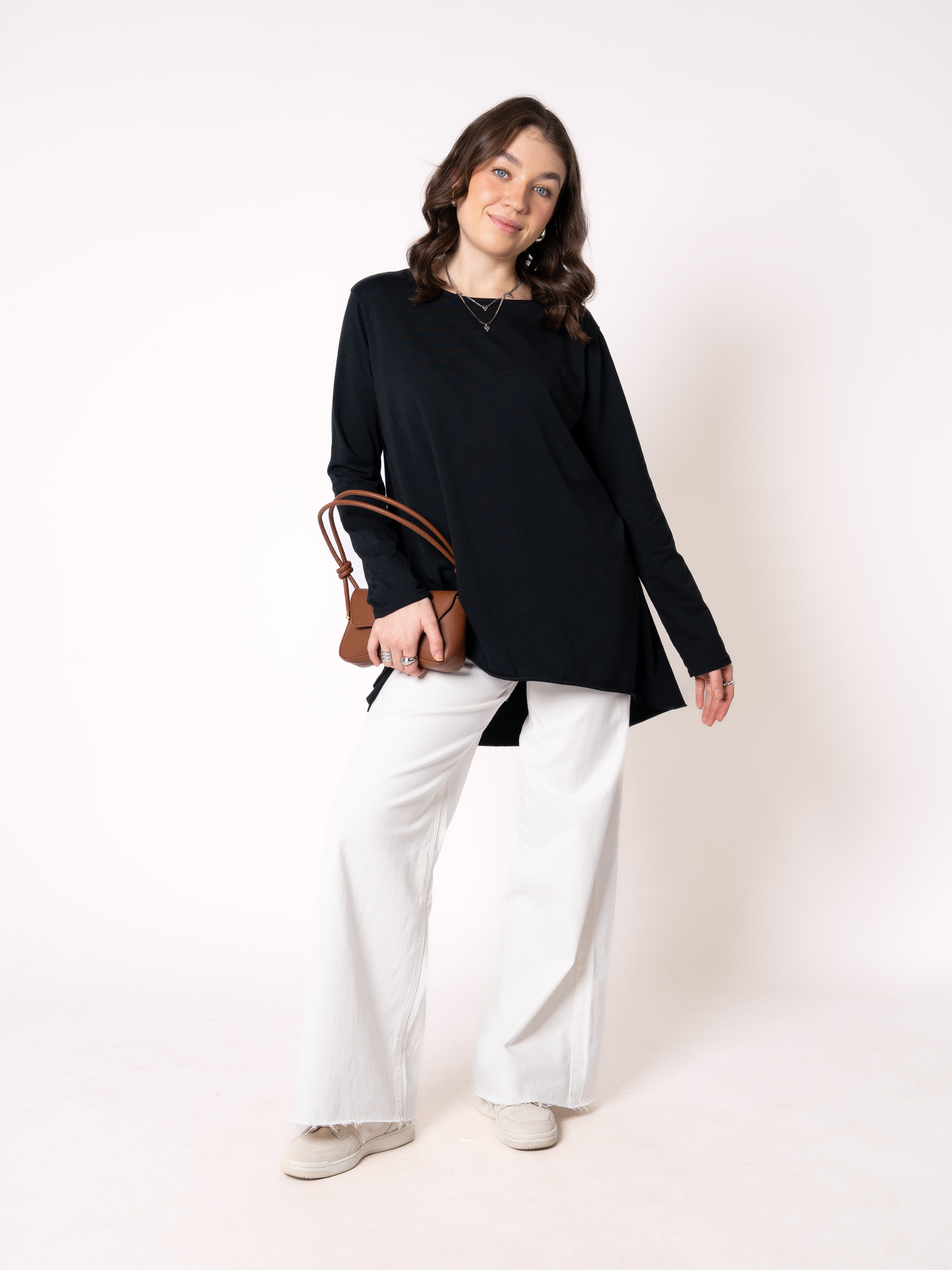 Longshirt Alina langarm - Schwarz