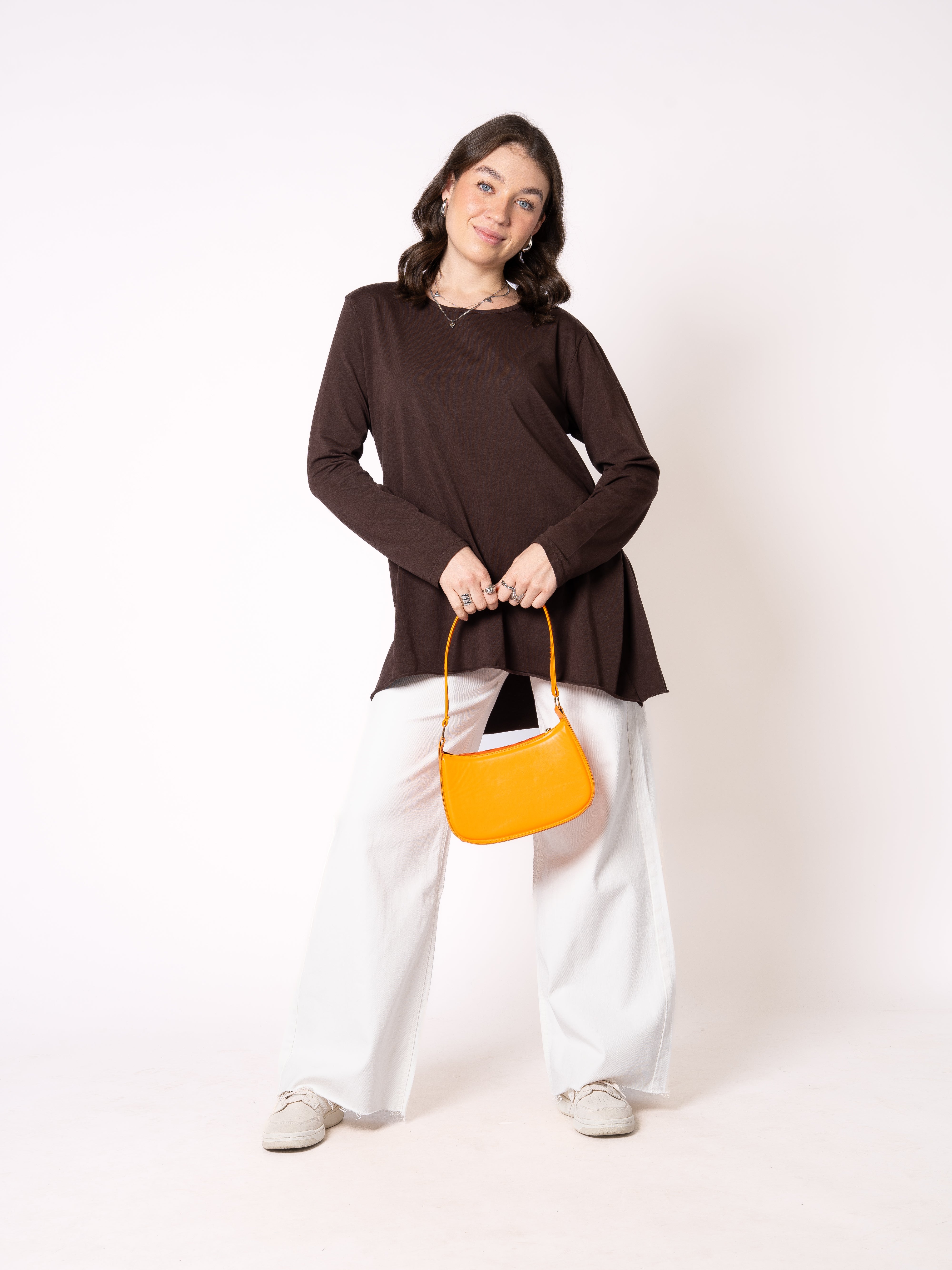 Longshirt Alina langarm - Dunkelbraun