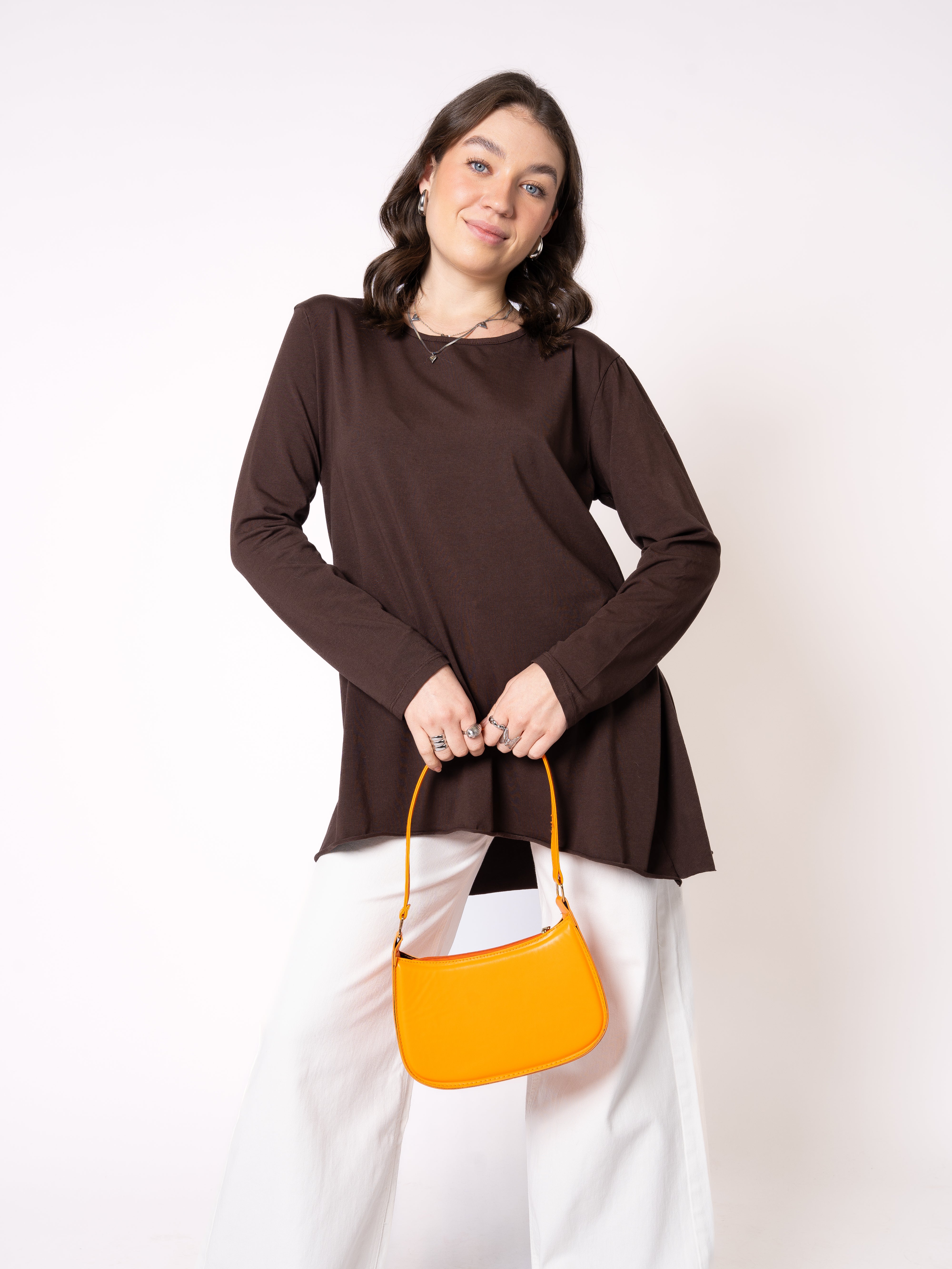 Longshirt Alina langarm - Dunkelbraun