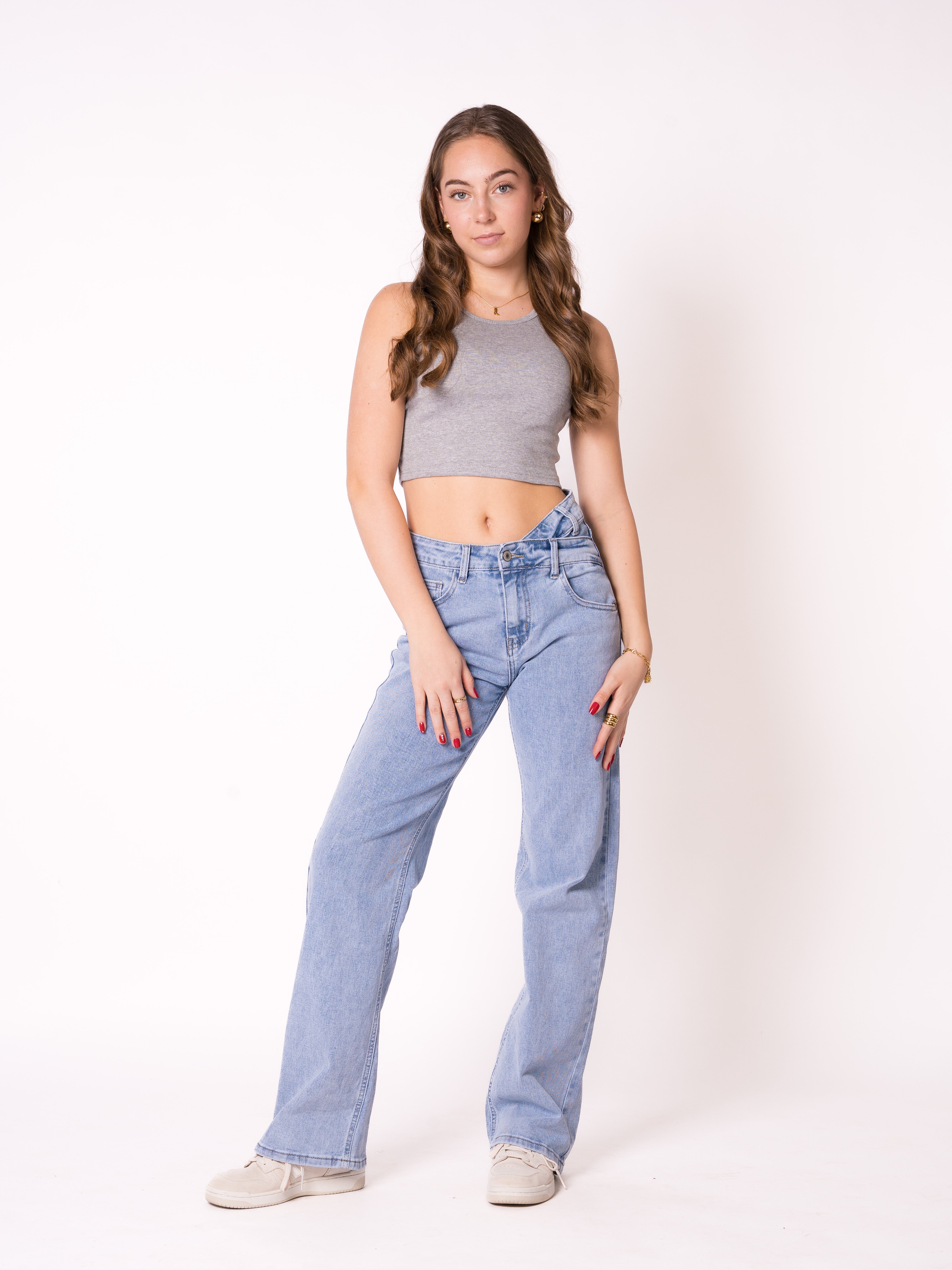 Ribbed Basic Crop Top - Grau