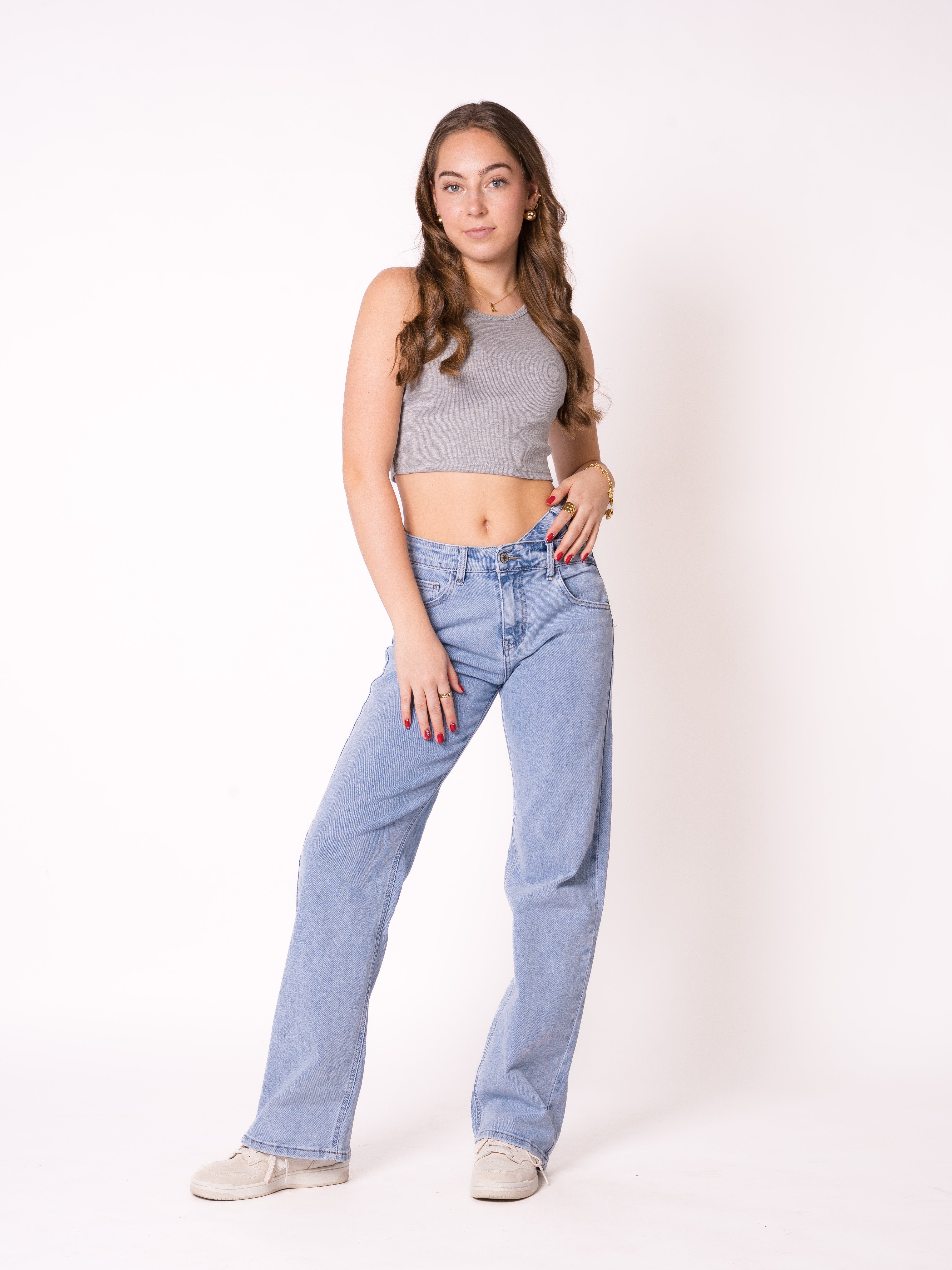 Ribbed Basic Crop Top - Grau