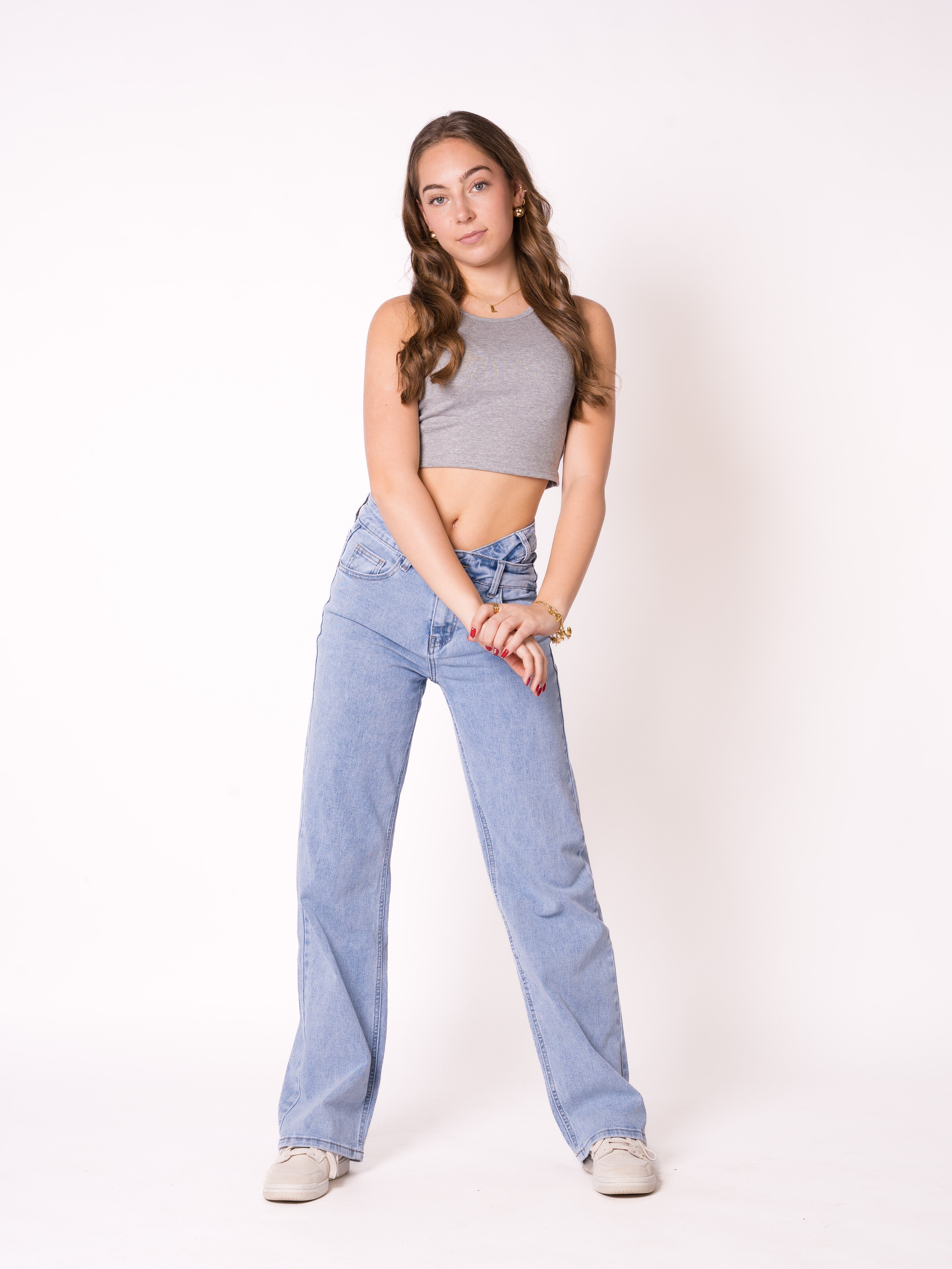 Ribbed Basic Crop Top - Grau