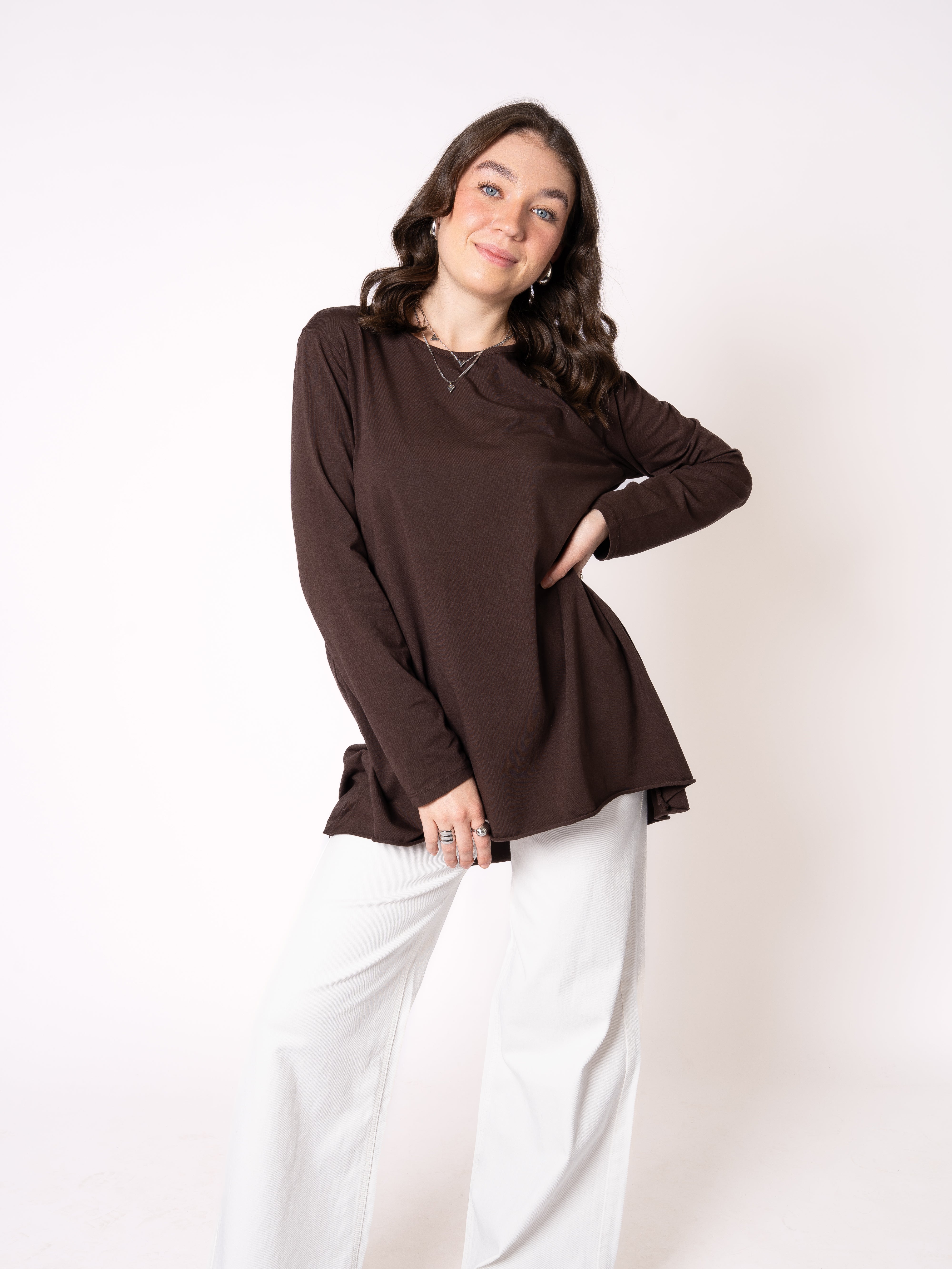 Longshirt Alina langarm - Dunkelbraun