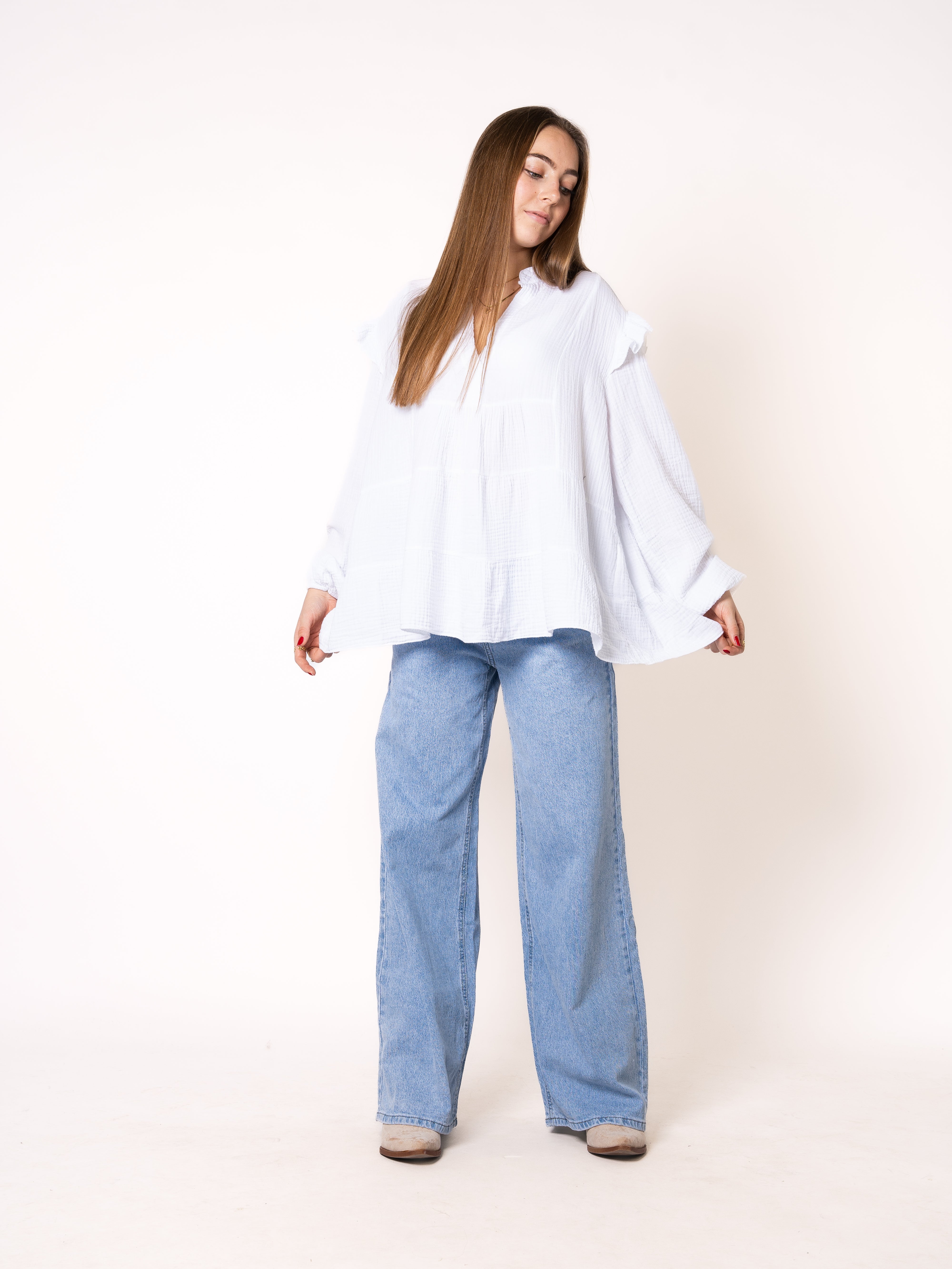 Musselinbluse Cecilia - Weiß