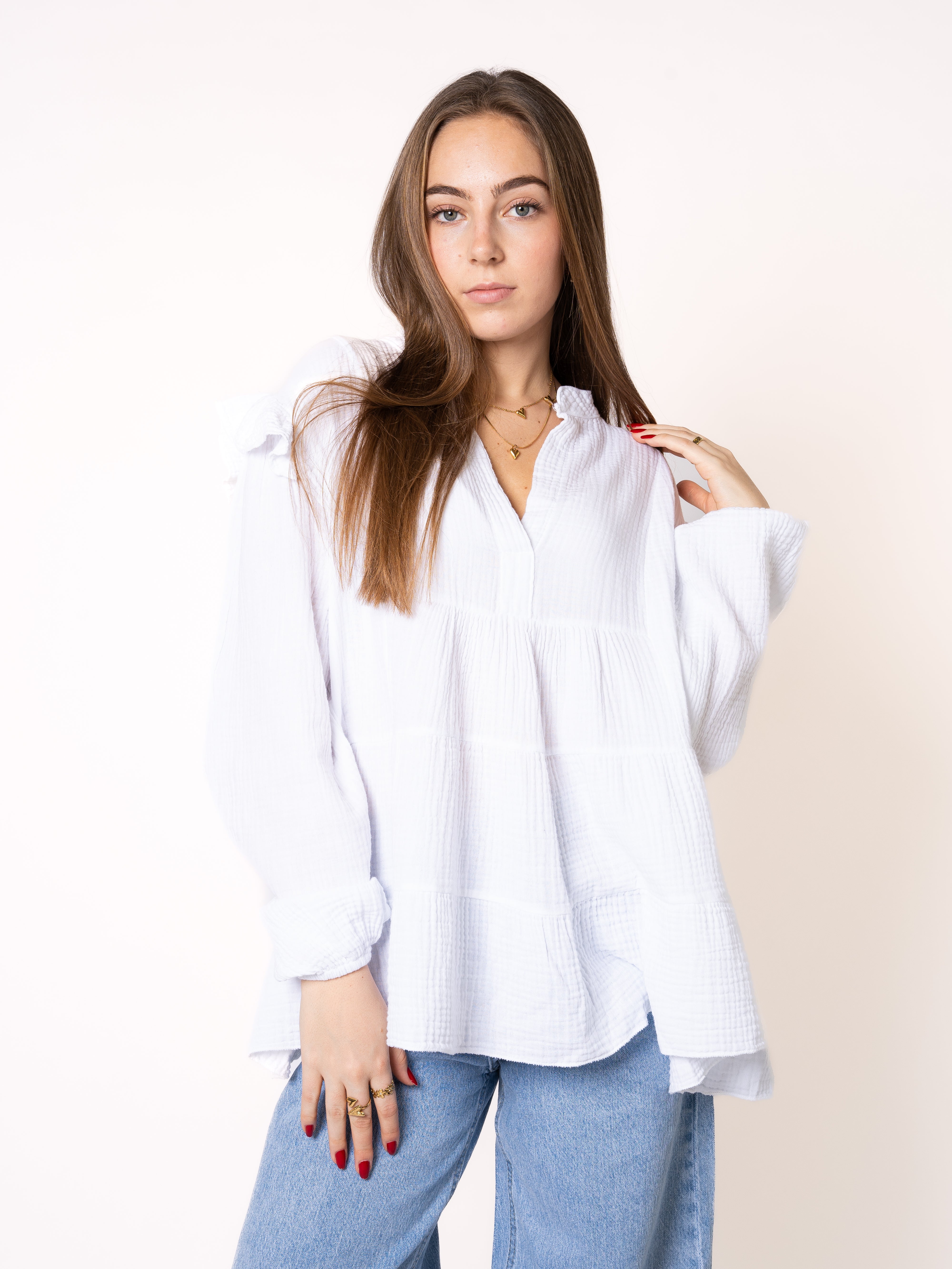 Musselinbluse Cecilia - Weiß